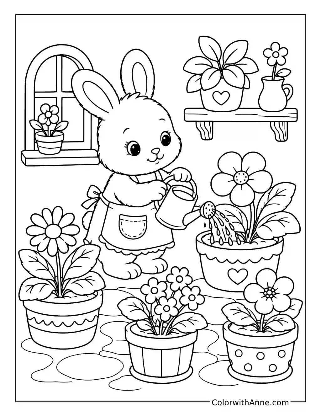 Bunny's Flower Cottage coloring page