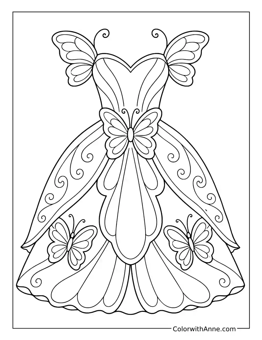 Butterfly Dress coloring page
