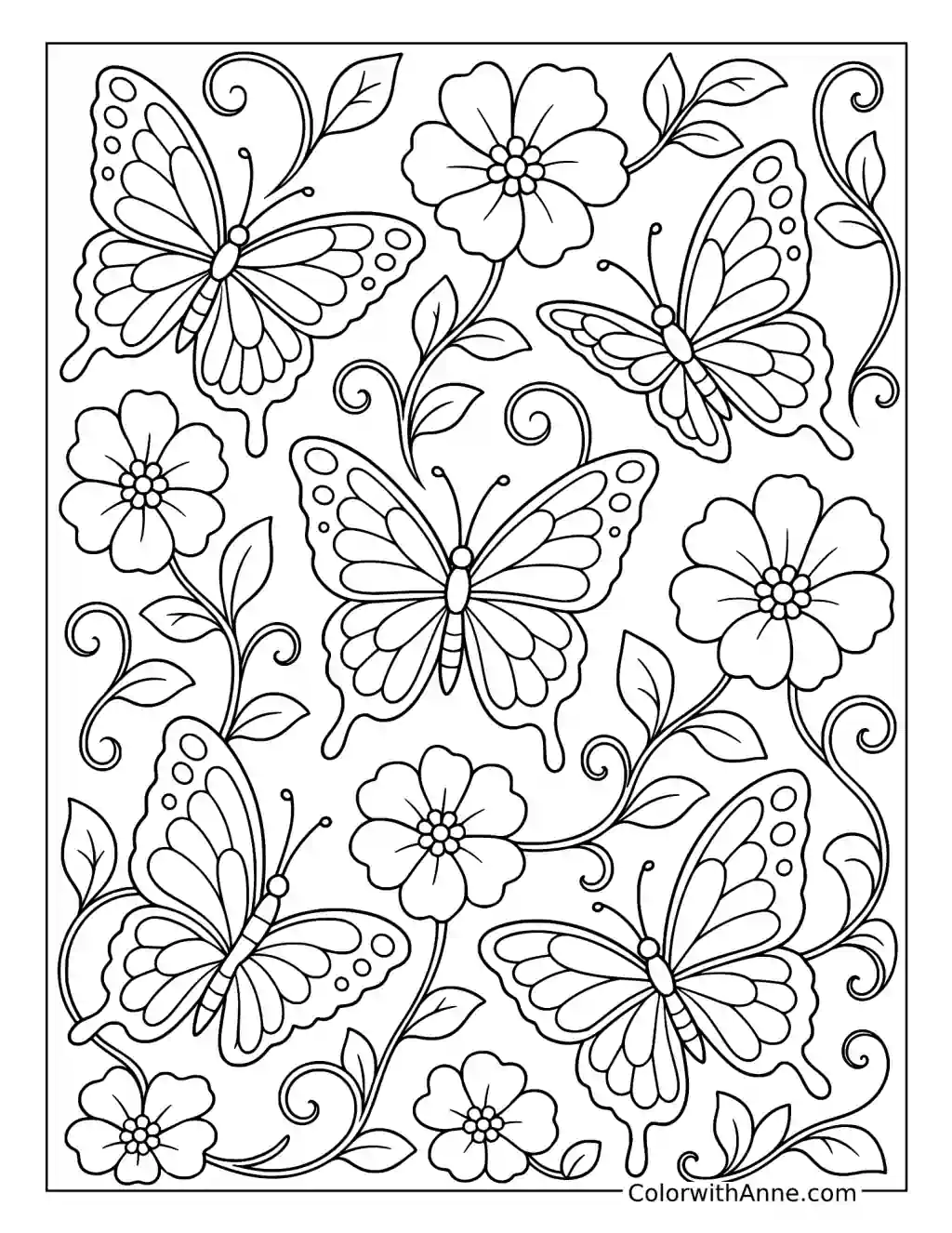 Butterfly Garden Pattern coloring page