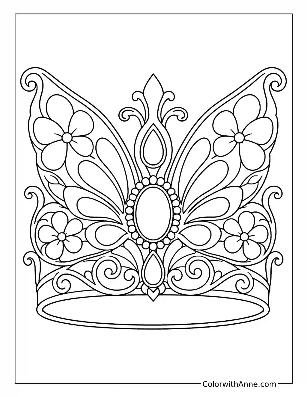 Butterfly Princess Crown coloring page