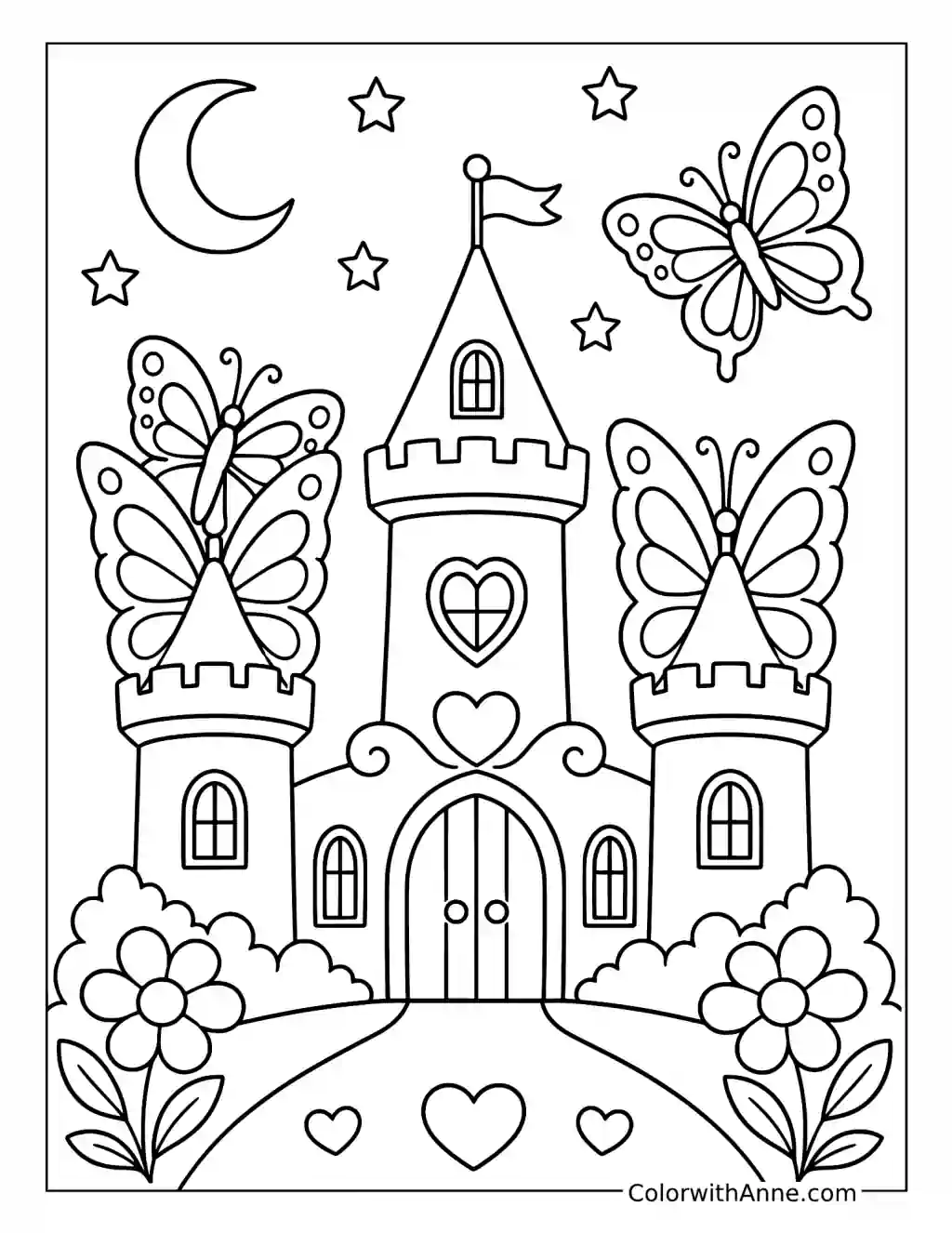 Butterfly Wing Castle coloring page