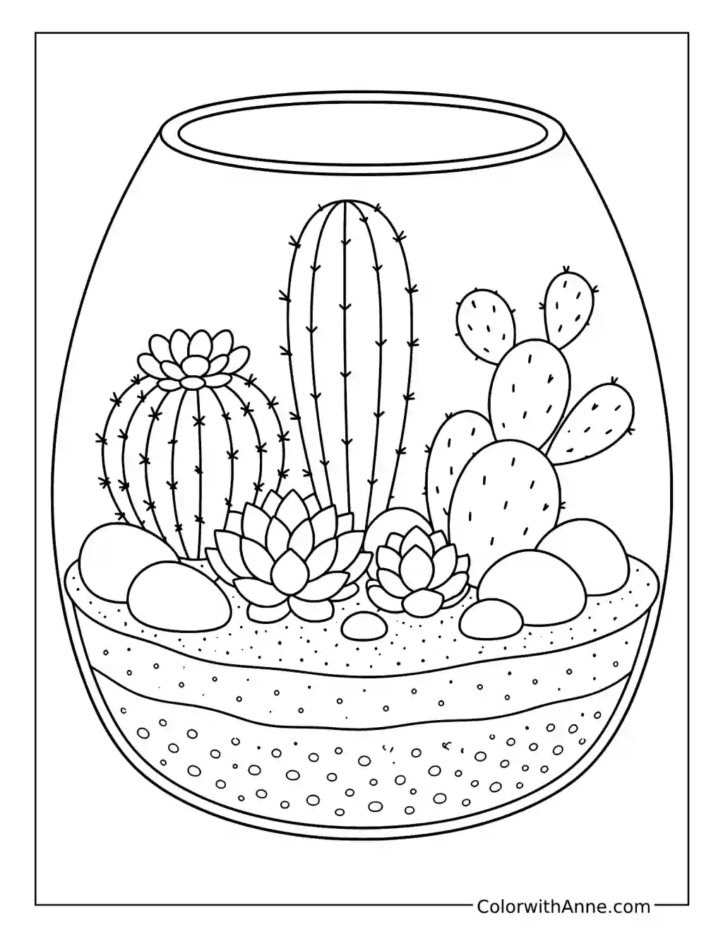 Cactus Terrarium coloring page