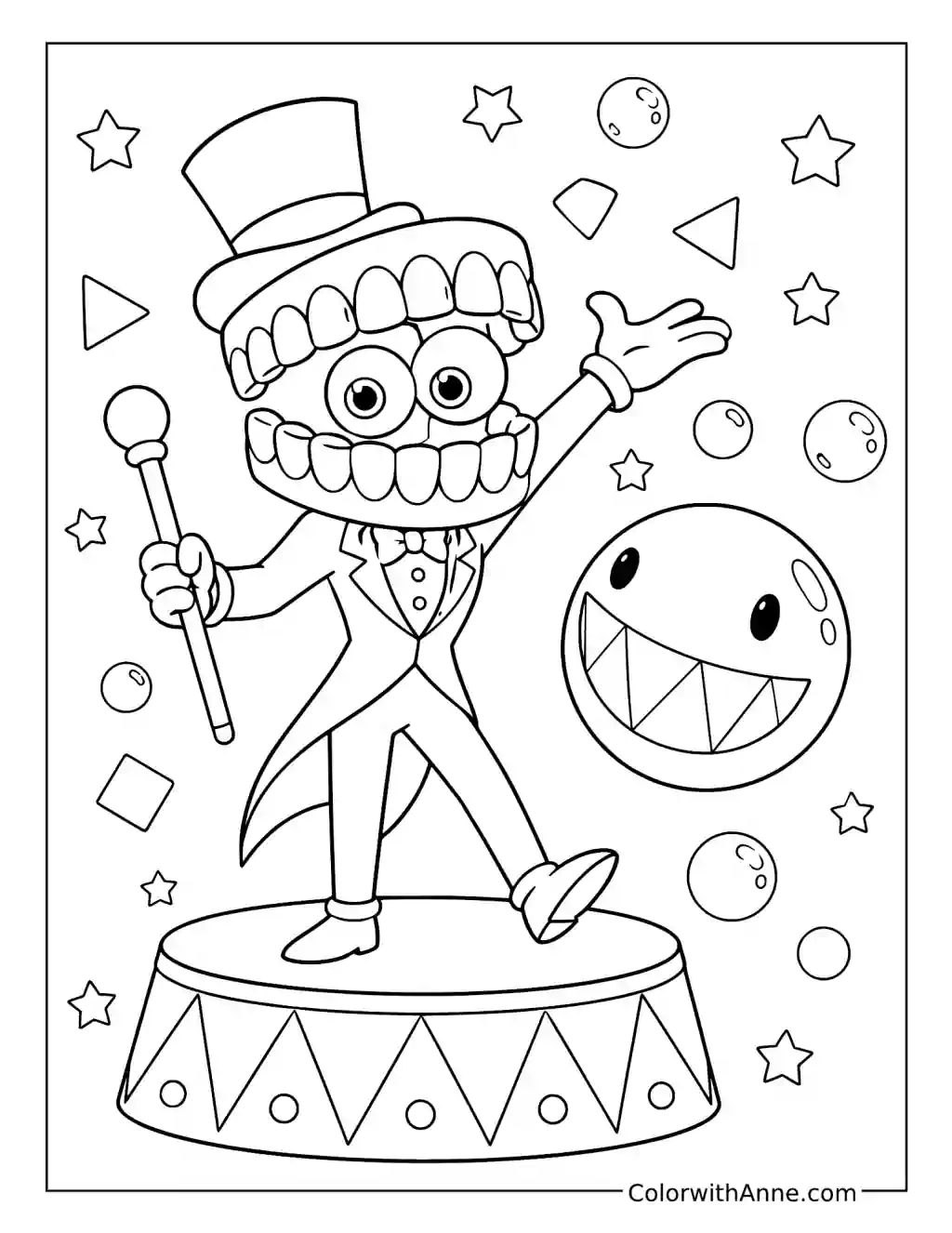 Caine and Bubble's Magic Show coloring page