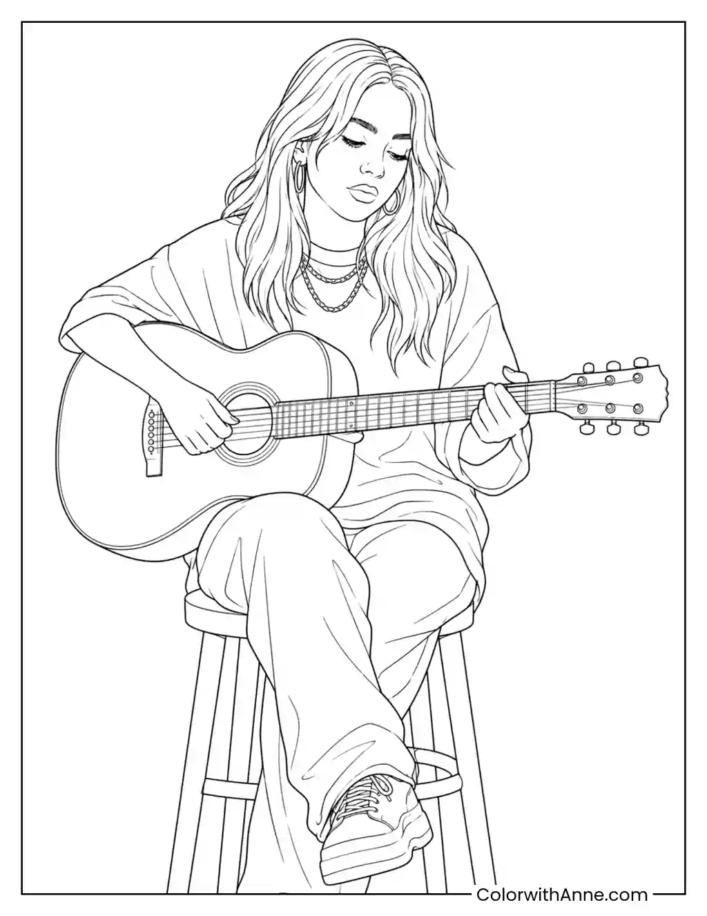 Calm Acoustic Guitar Session coloring page