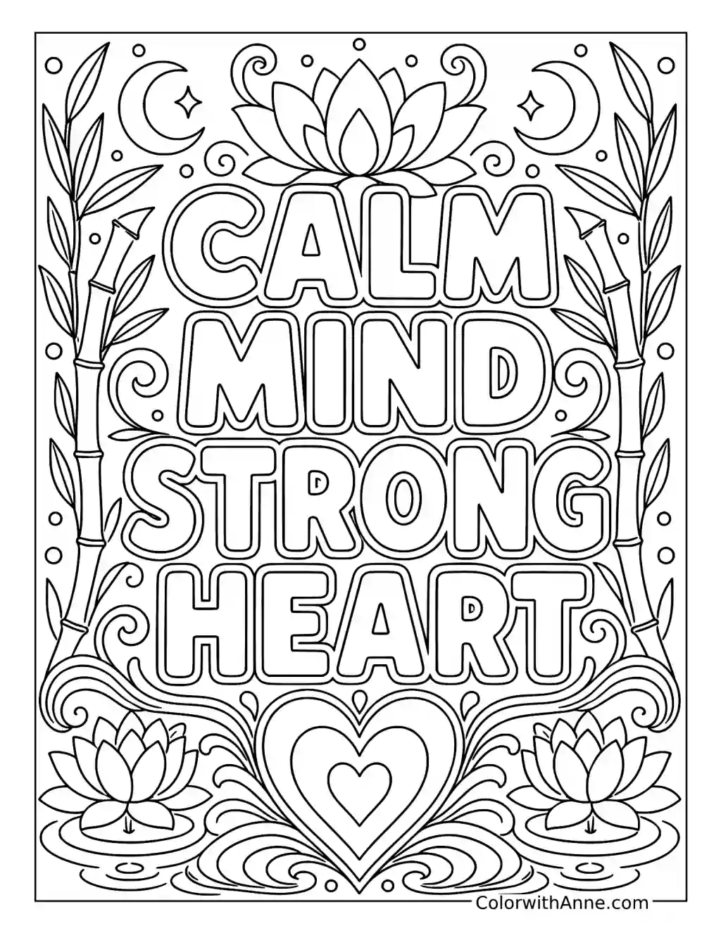 Calm Mind Strong Heart coloring page