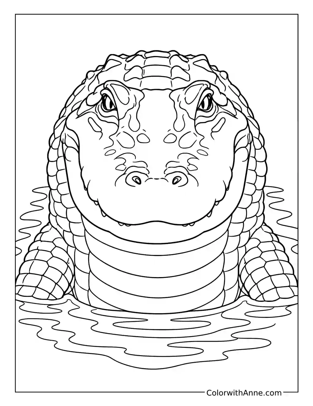 Calm Water Alligator Portrait coloring page