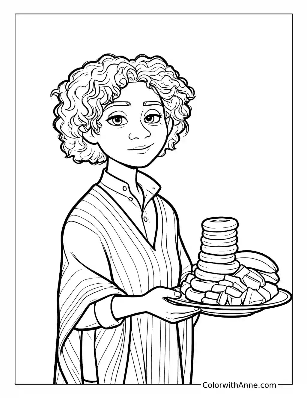 Camilo Madrigal Holding a Platter of Food coloring page