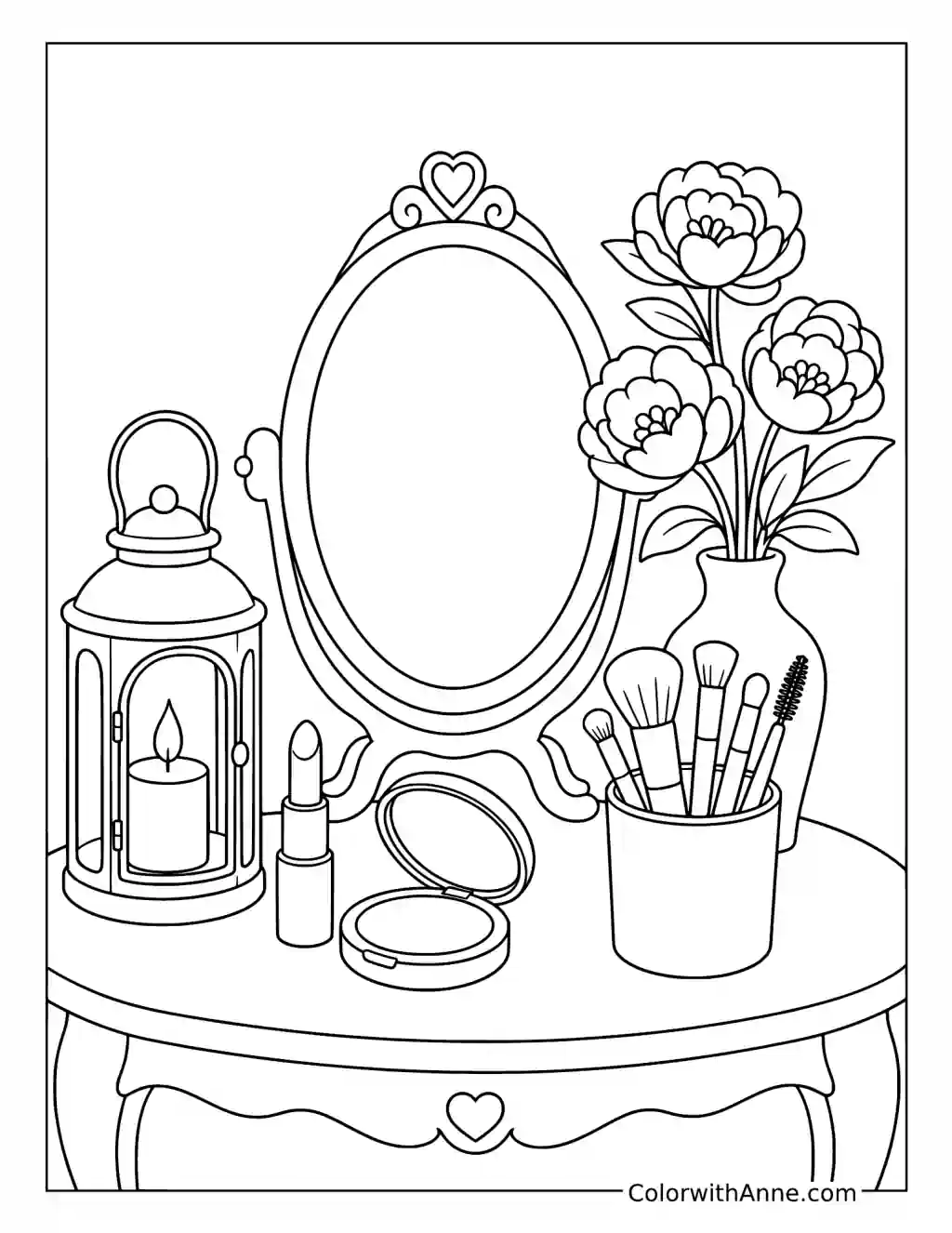 Candlelit Makeup Vanity coloring page