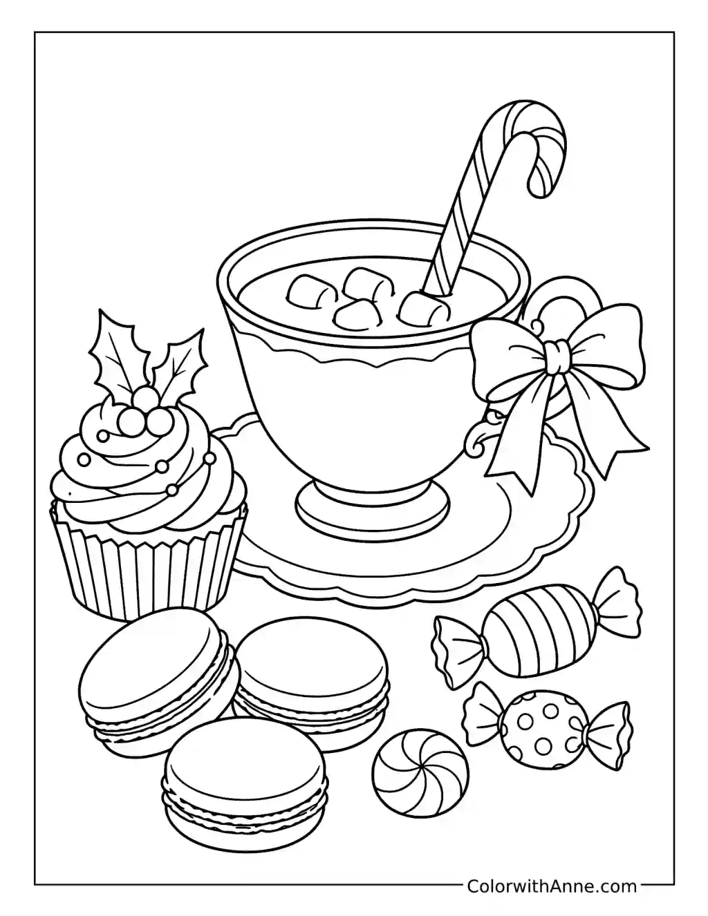 Candy Cane Christmas Afternoon Tea coloring page
