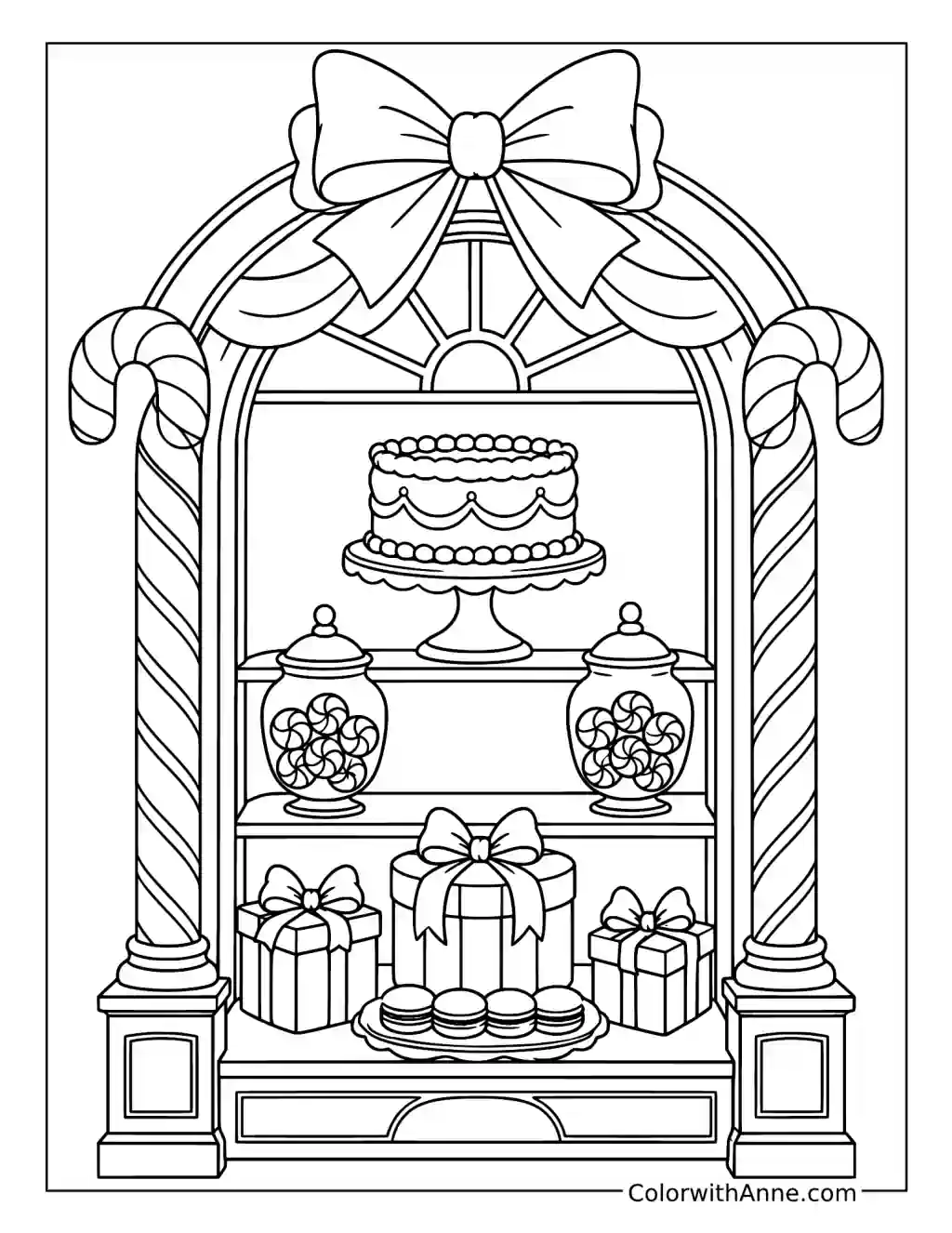 Candy Cane Christmas Confectionery Window coloring page