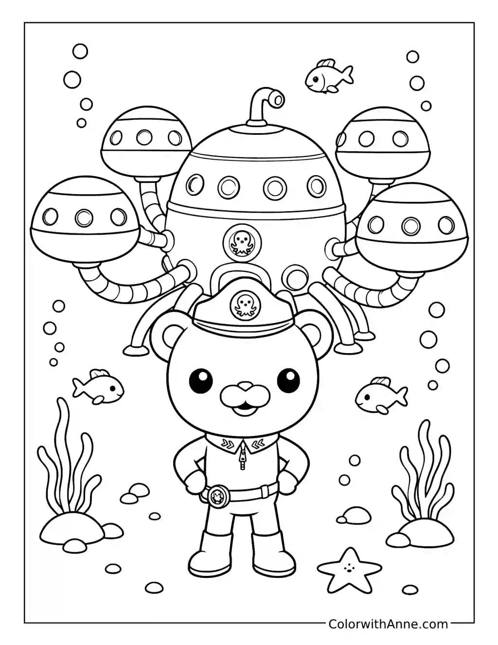 Captain Barnacles at the Octopod Entrance coloring page