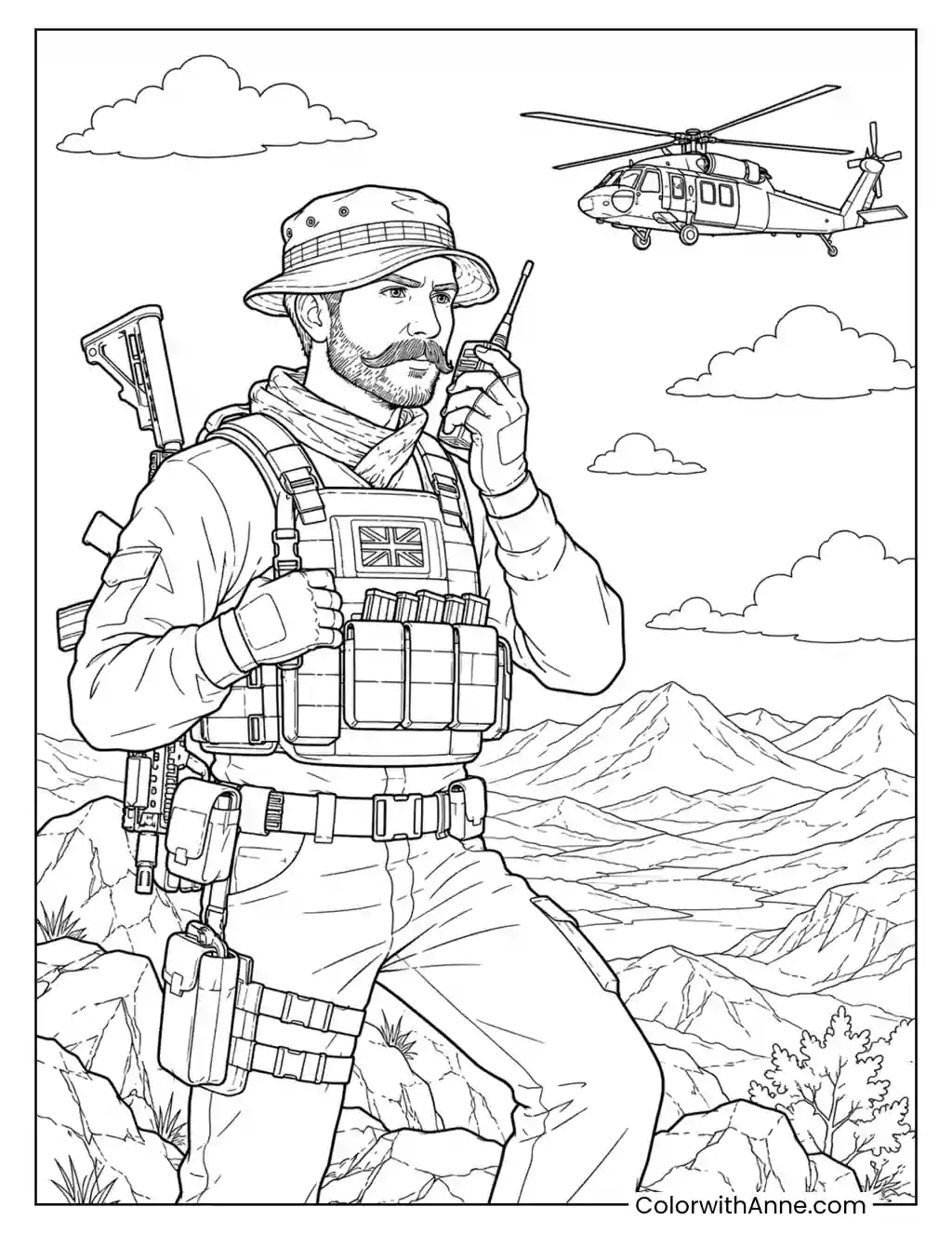 Captain Price Calling in Support coloring page