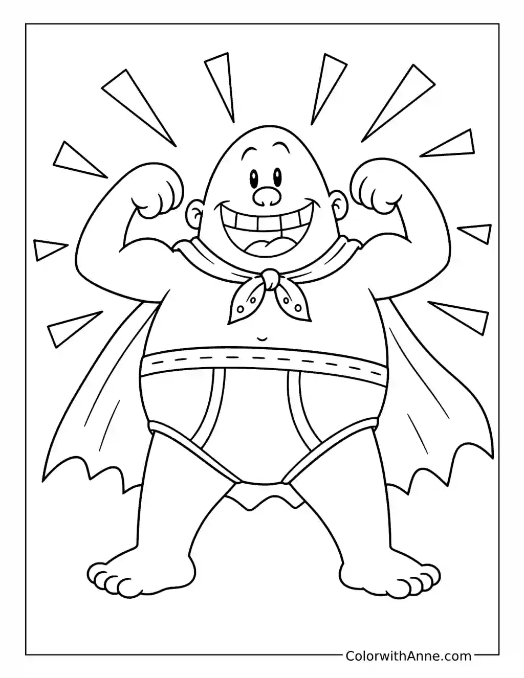 Captain Underpants Flexing His Muscles coloring page