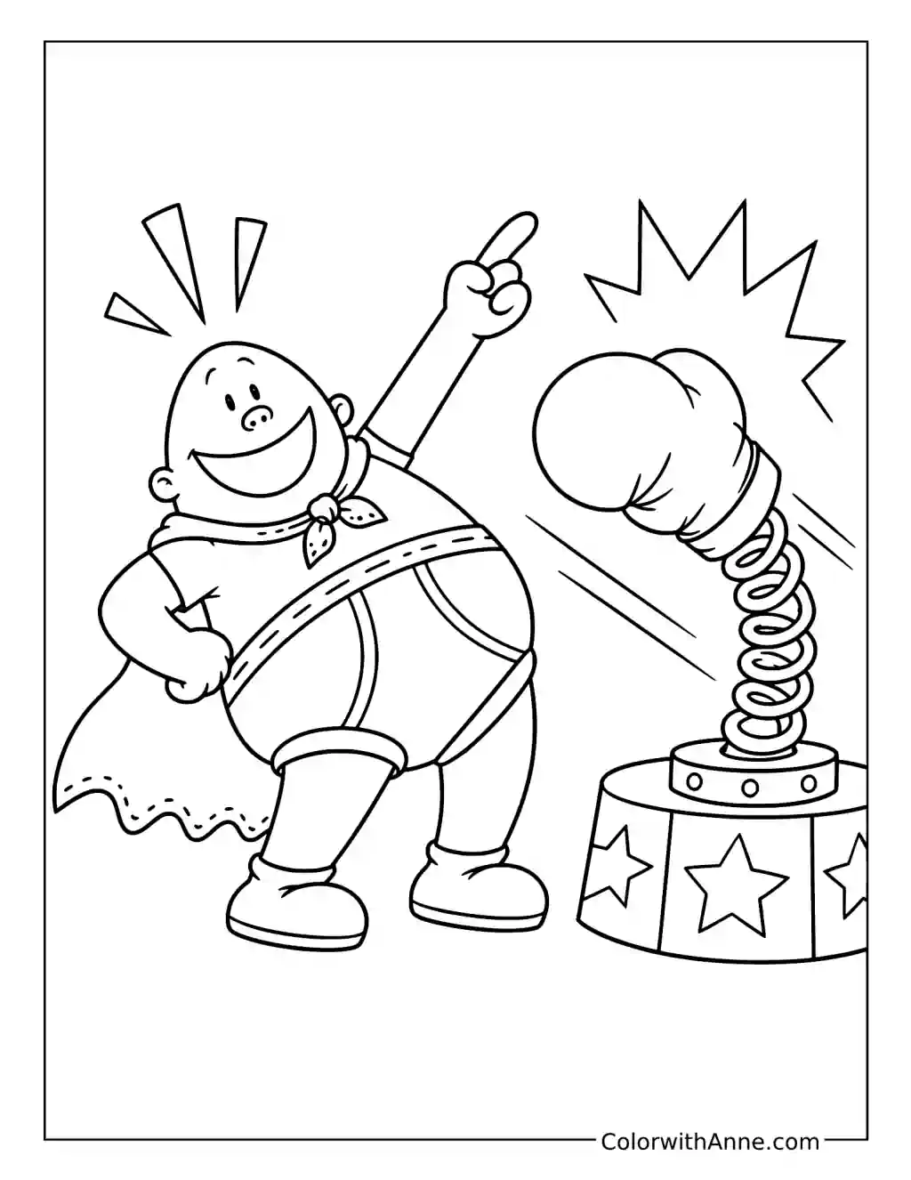 Captain Underpants in a Comic Book Battle coloring page