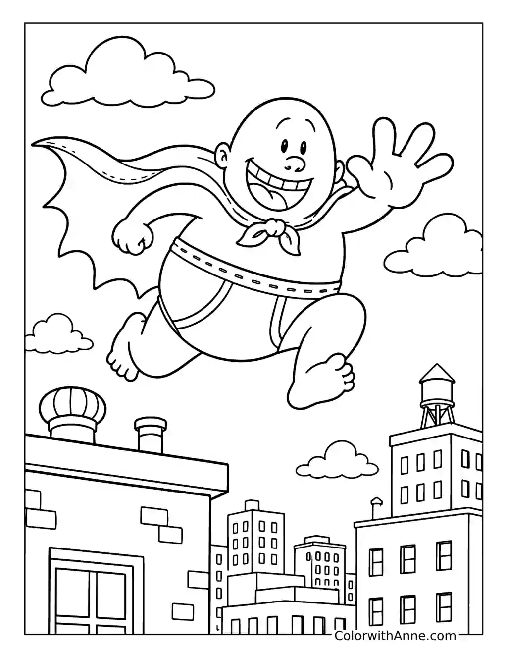 Captain Underpants Leaping into Action coloring page
