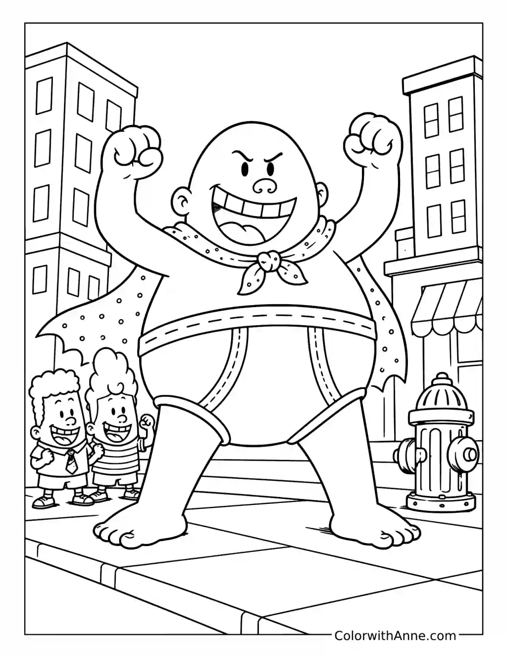 Captain Underpants Ready for Battle coloring page