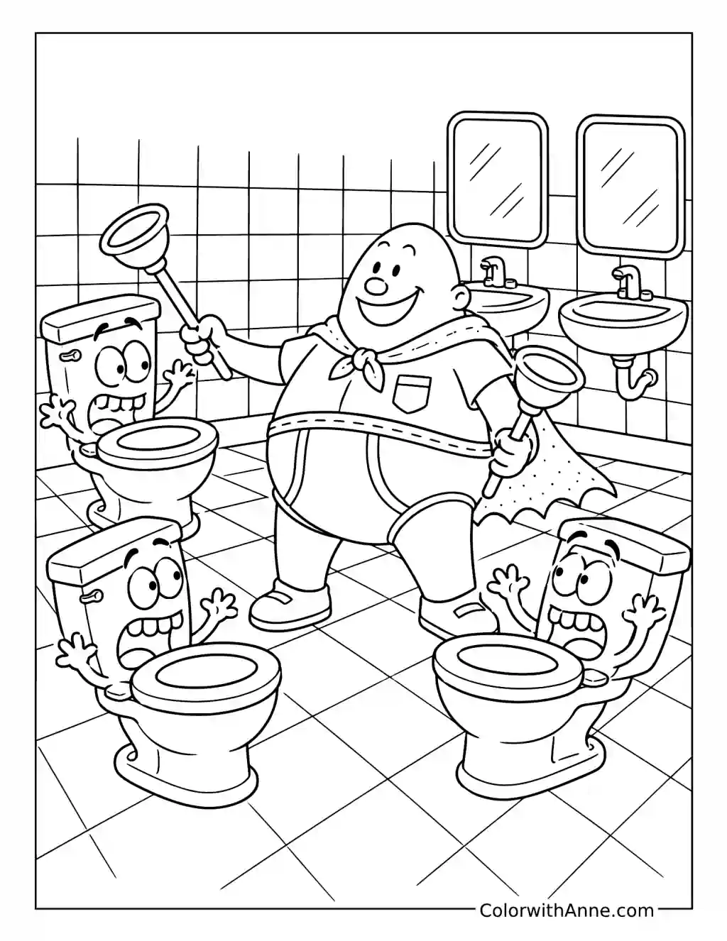 Captain Underpants Versus the Talking Toilets coloring page