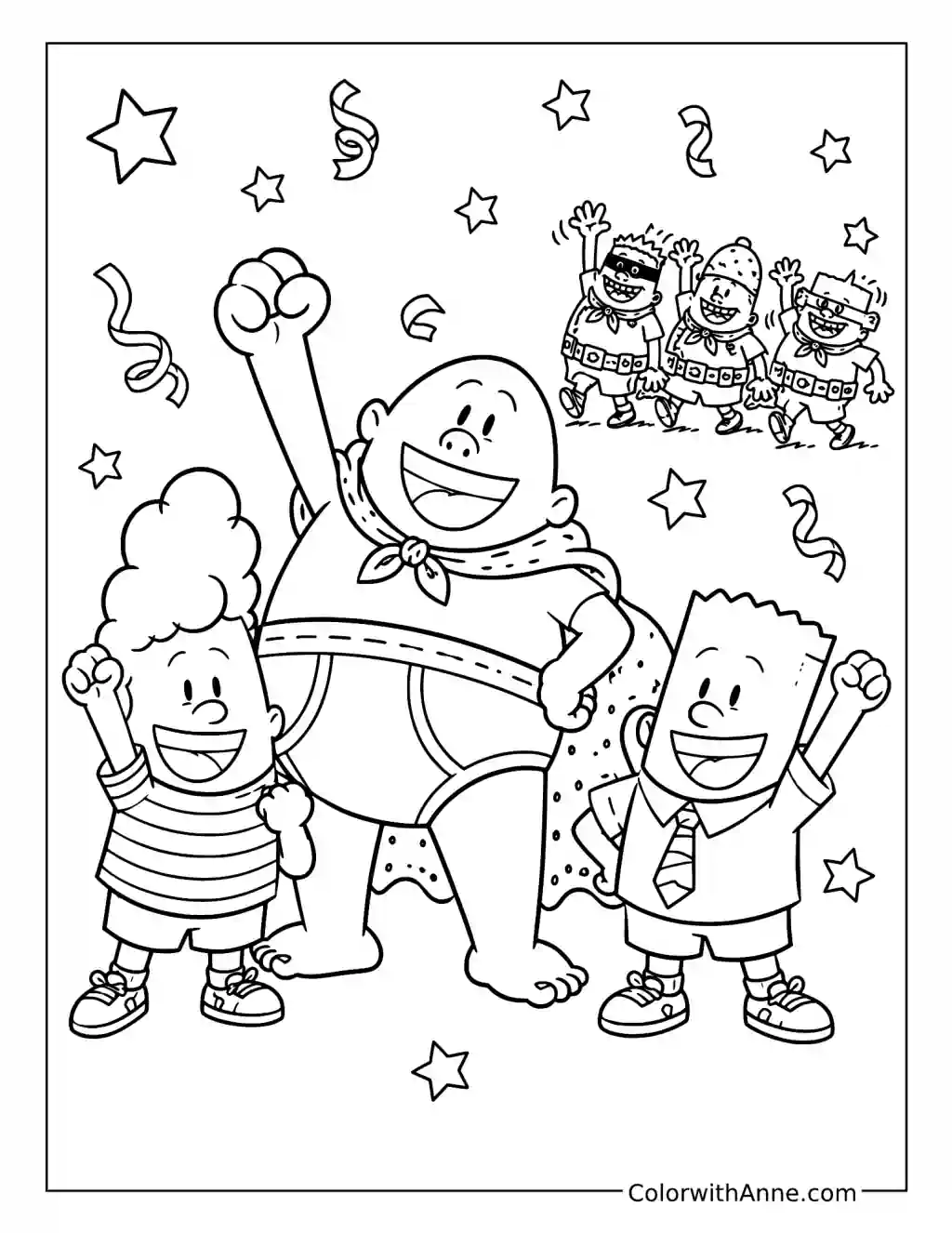 Captain Underpants Victory Celebration coloring page