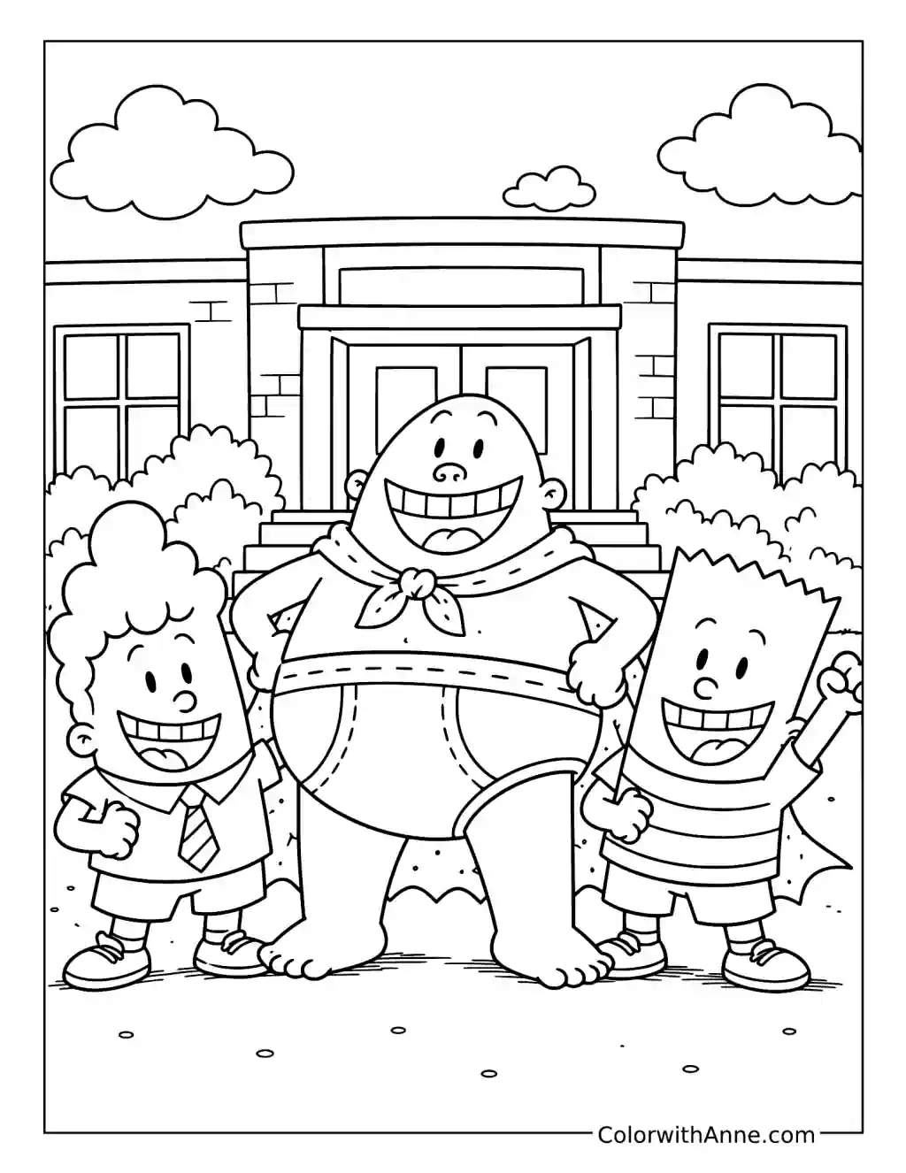 Captain Underpants with George and Harold coloring page