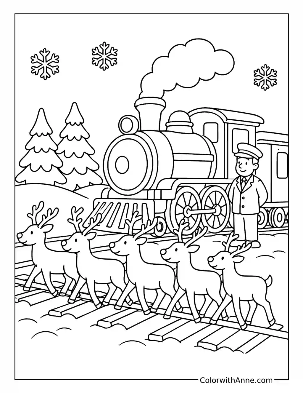Caribou Crossing the Tracks coloring page