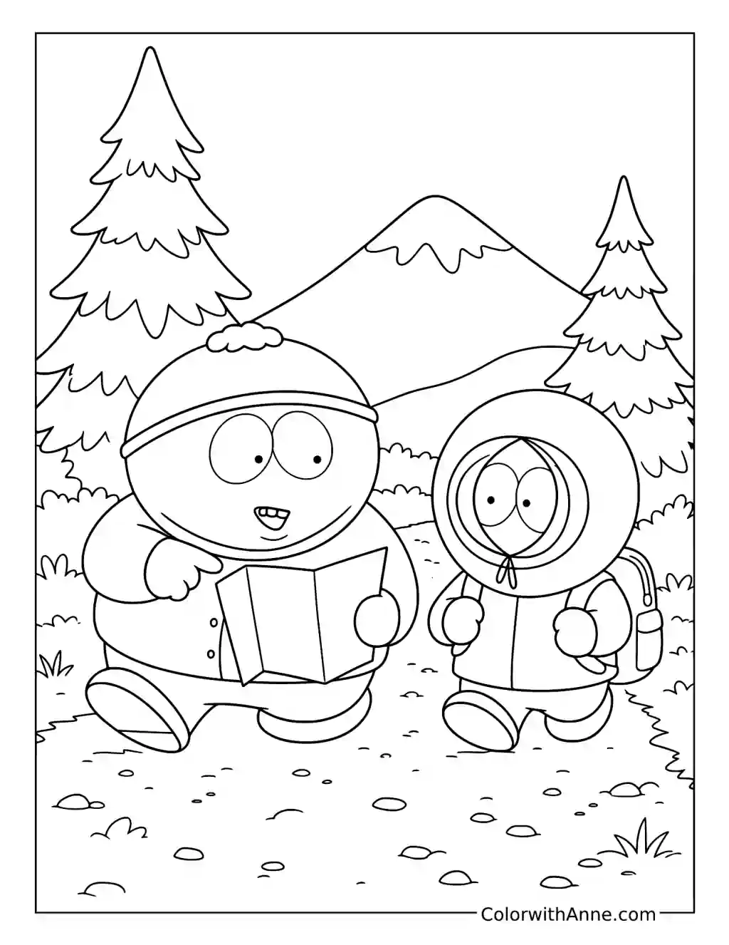Cartman and Kenny’s Forest Adventure coloring page