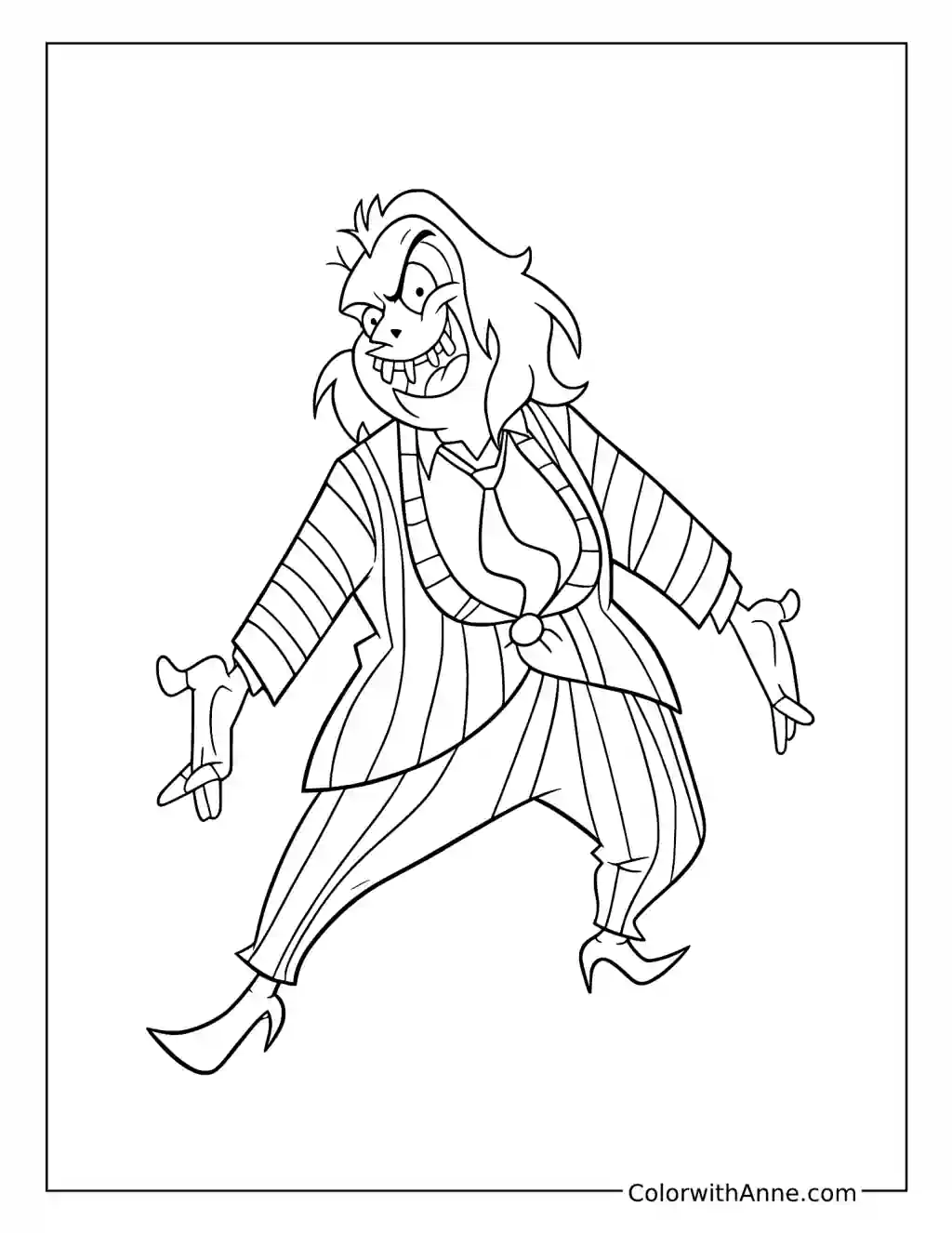 Cartoon Beetlejuice Striking a Playful Pose coloring page