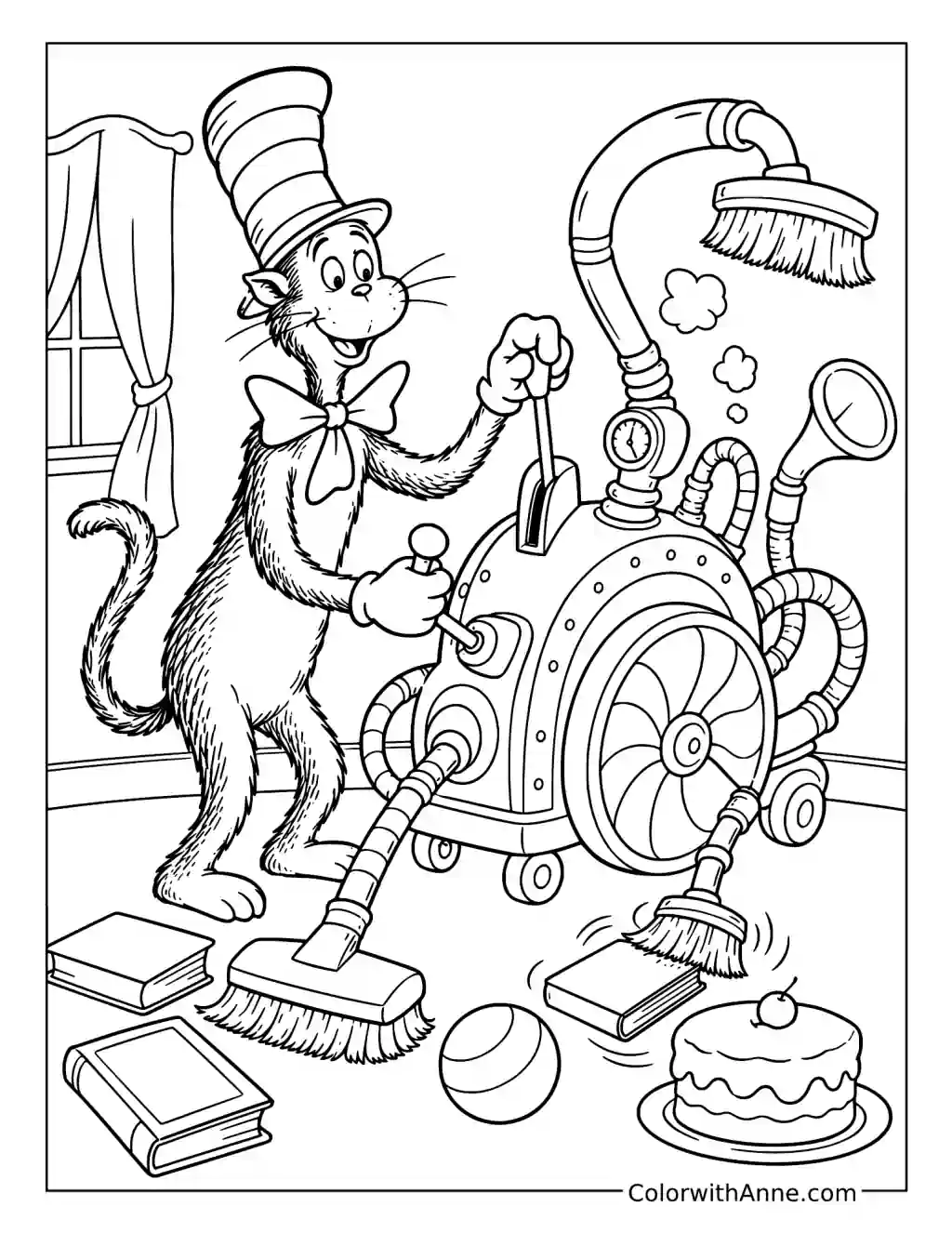 Cat in the Hat’s Cleaning Machine coloring page
