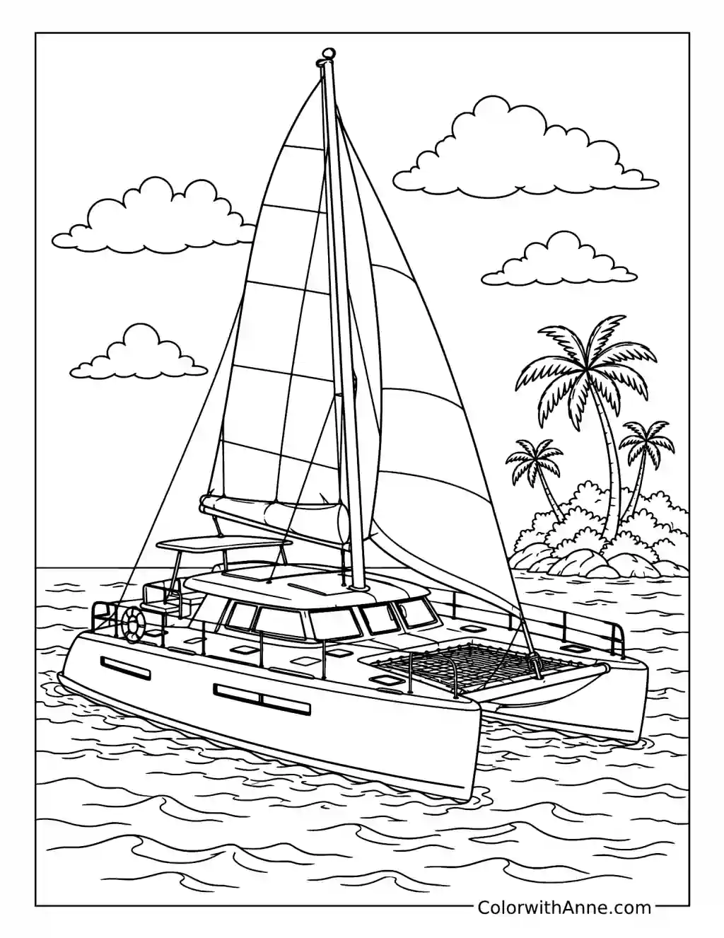Catamaran Sailing Adventure coloring page
