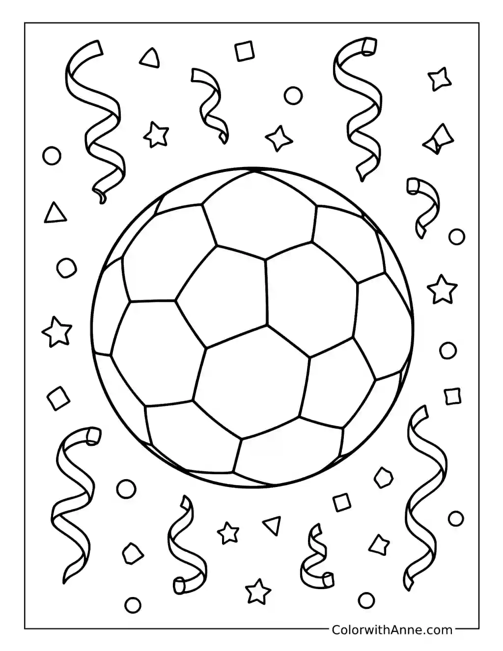 Celebration Confetti Soccer Ball coloring page