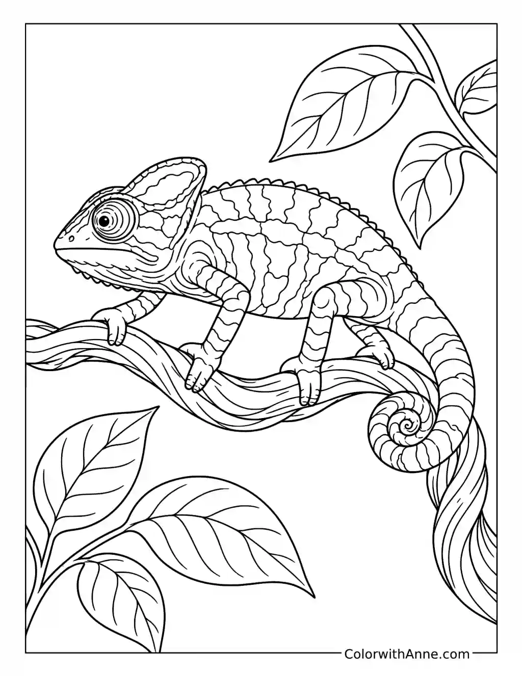 Chameleon Crossing a Twisted Vine coloring page