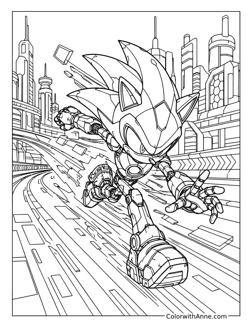Chaos Sonic Robot Attack coloring page
