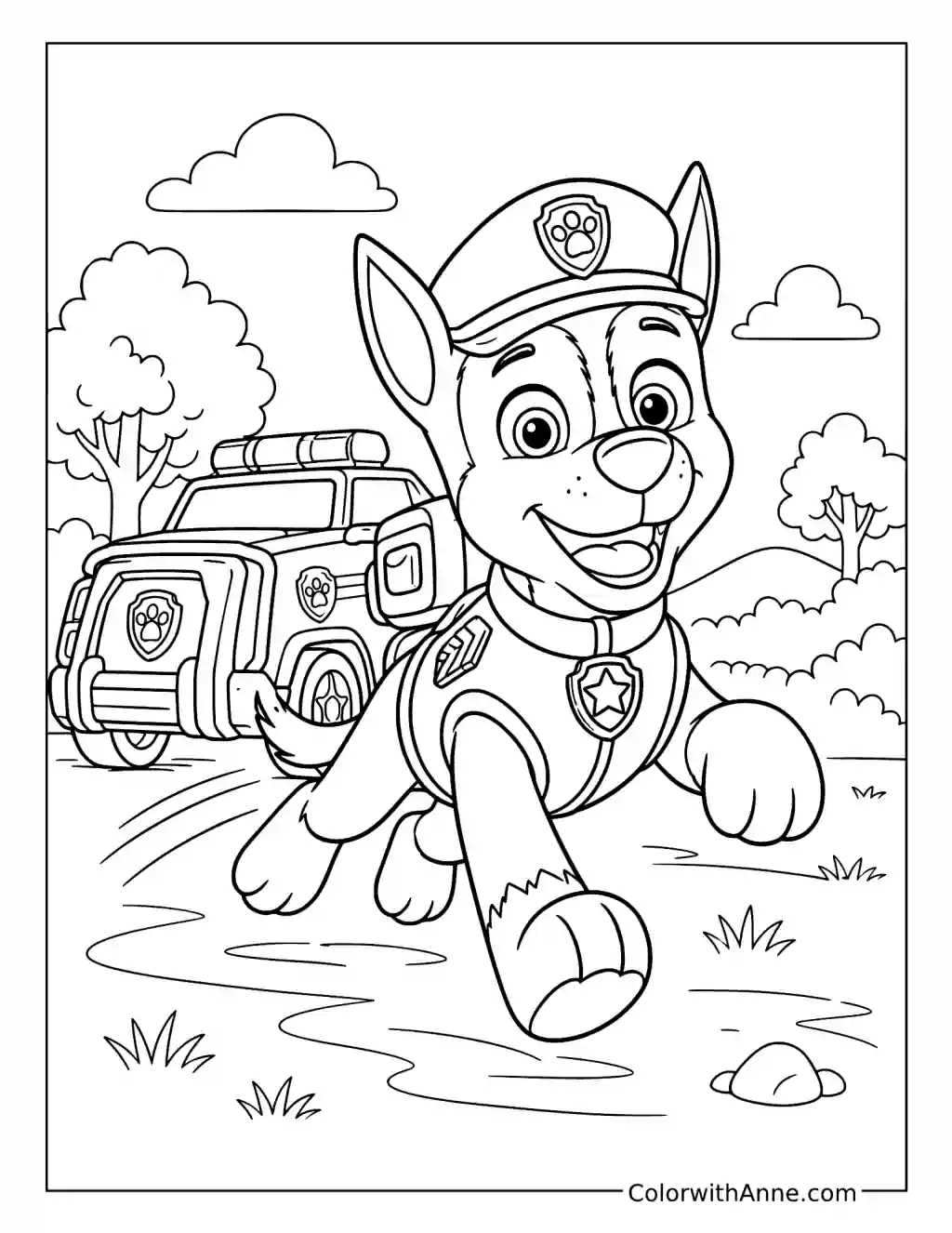 Chase Leaping into Action coloring page
