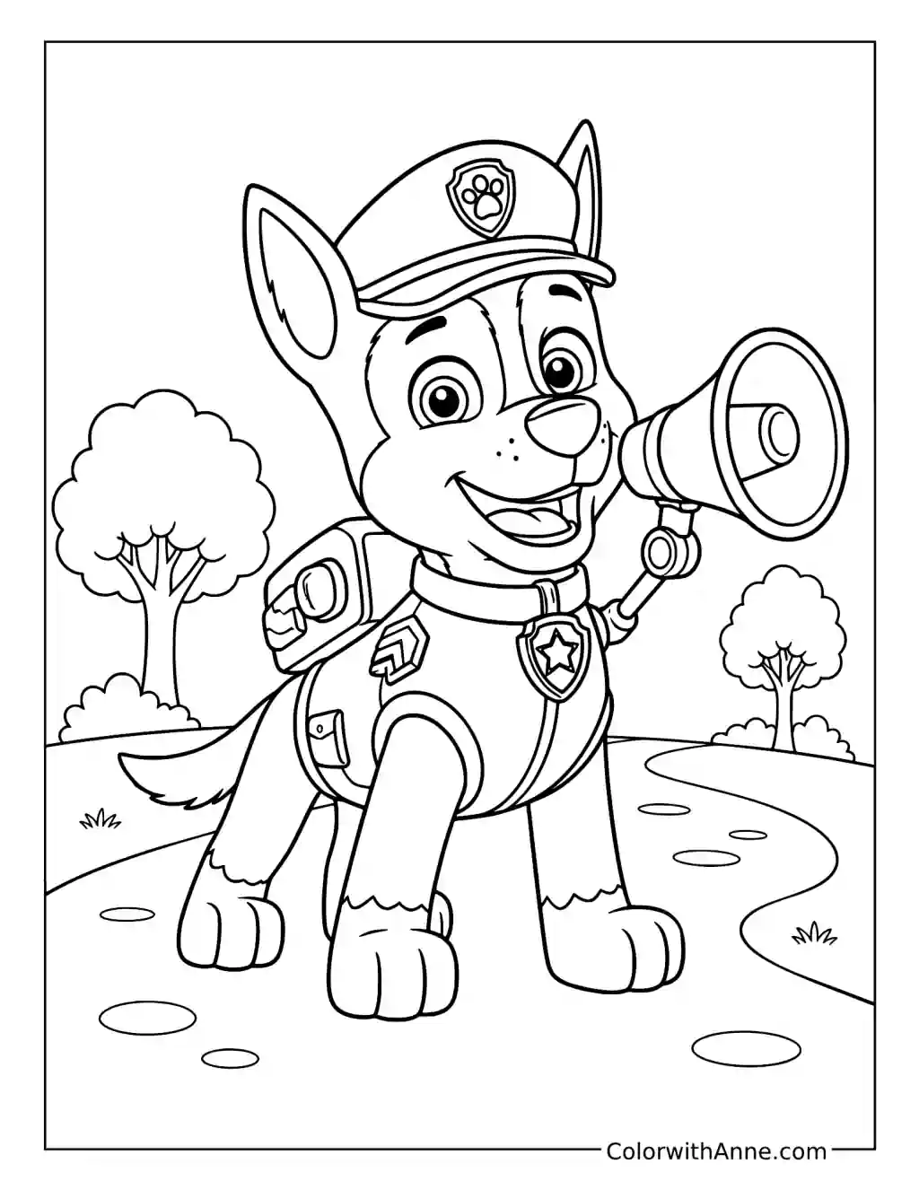 Chase Using a Megaphone coloring page