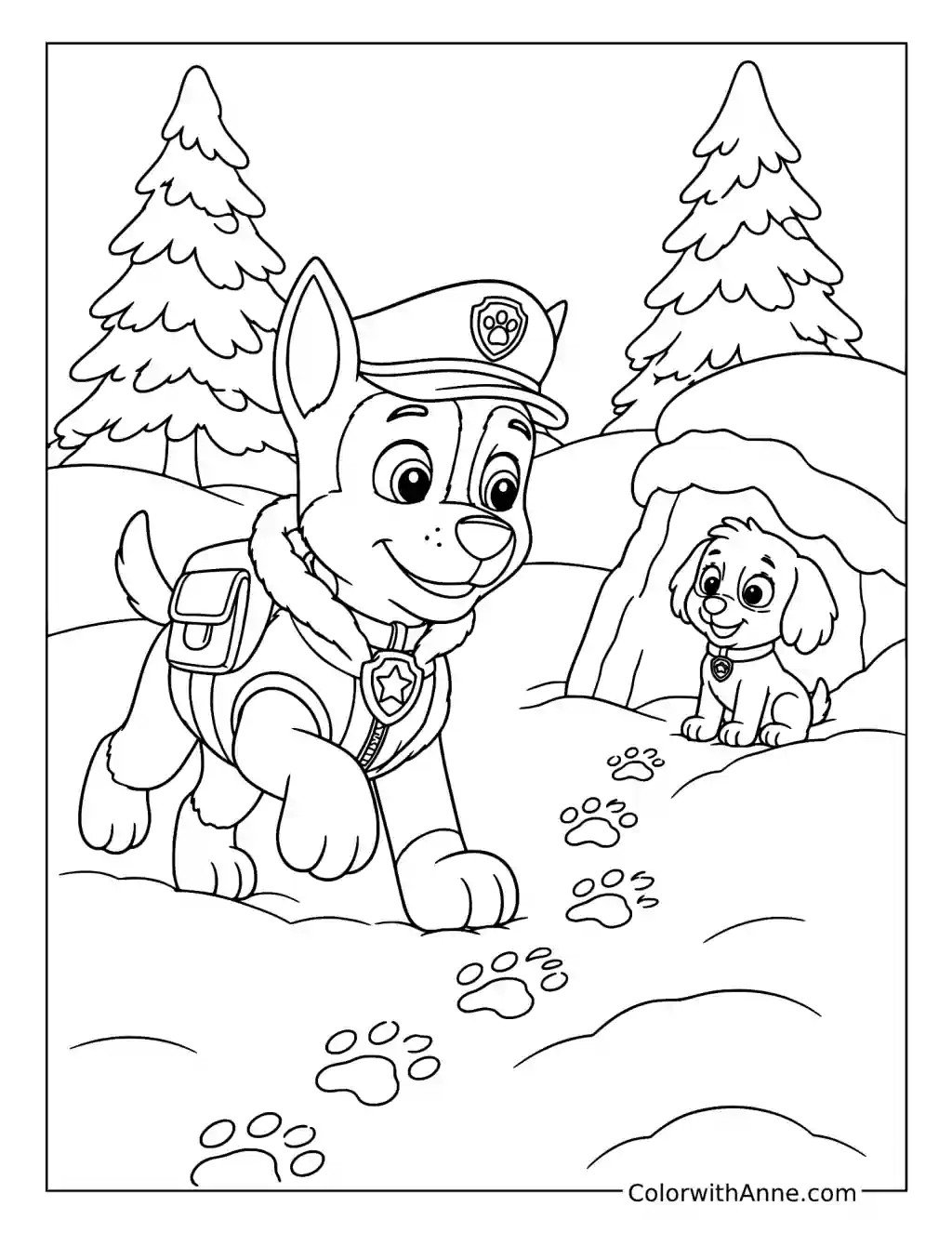 Chase Winter Rescue coloring page