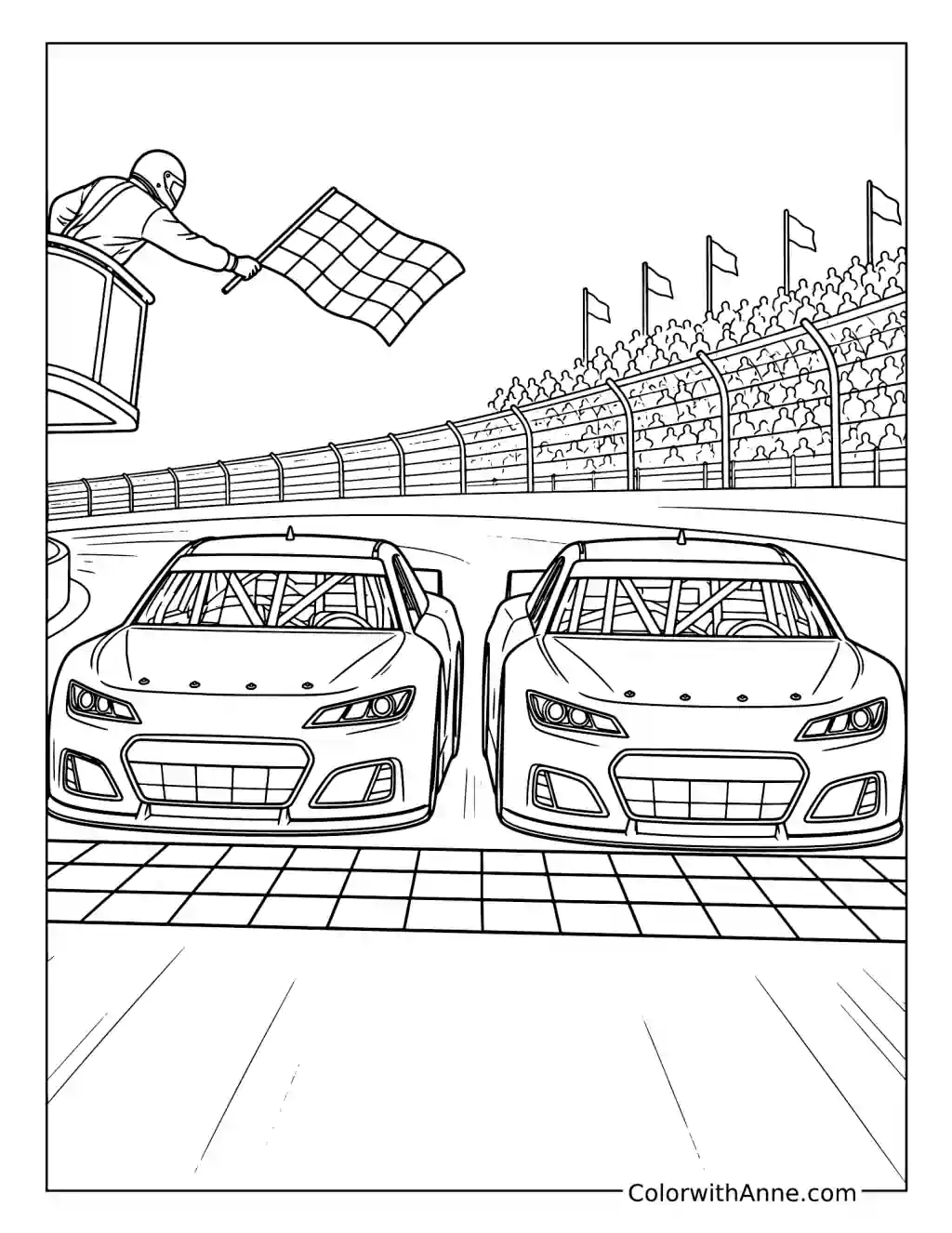 Checkered Flag Photo Finish coloring page