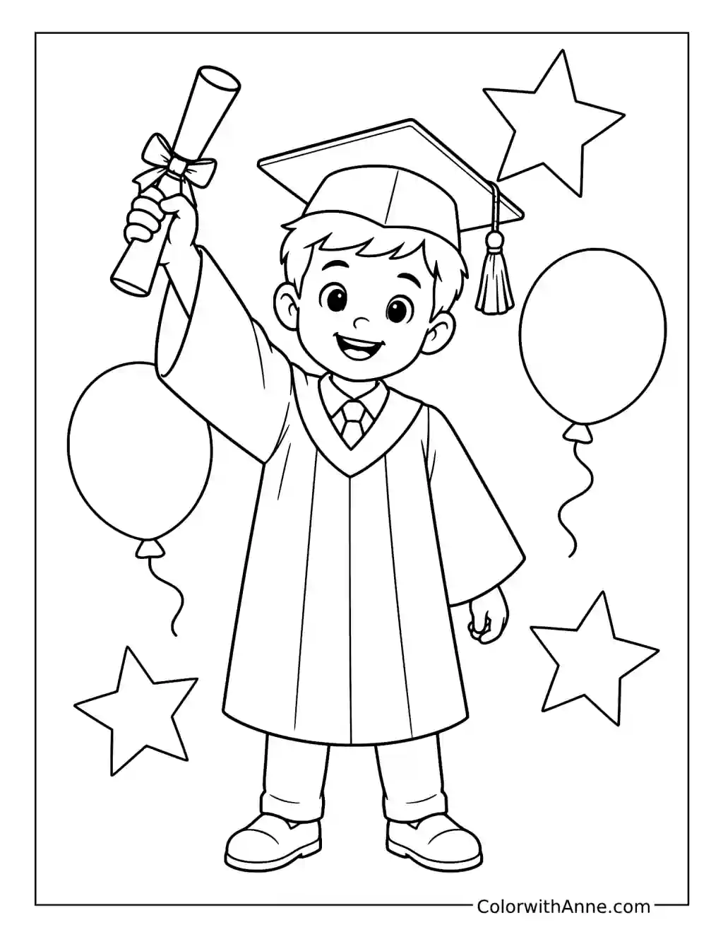 Cheerful Boy Graduate coloring page
