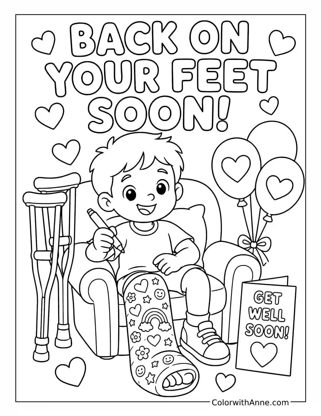 Cheerful Cast Covered in Doodles coloring page