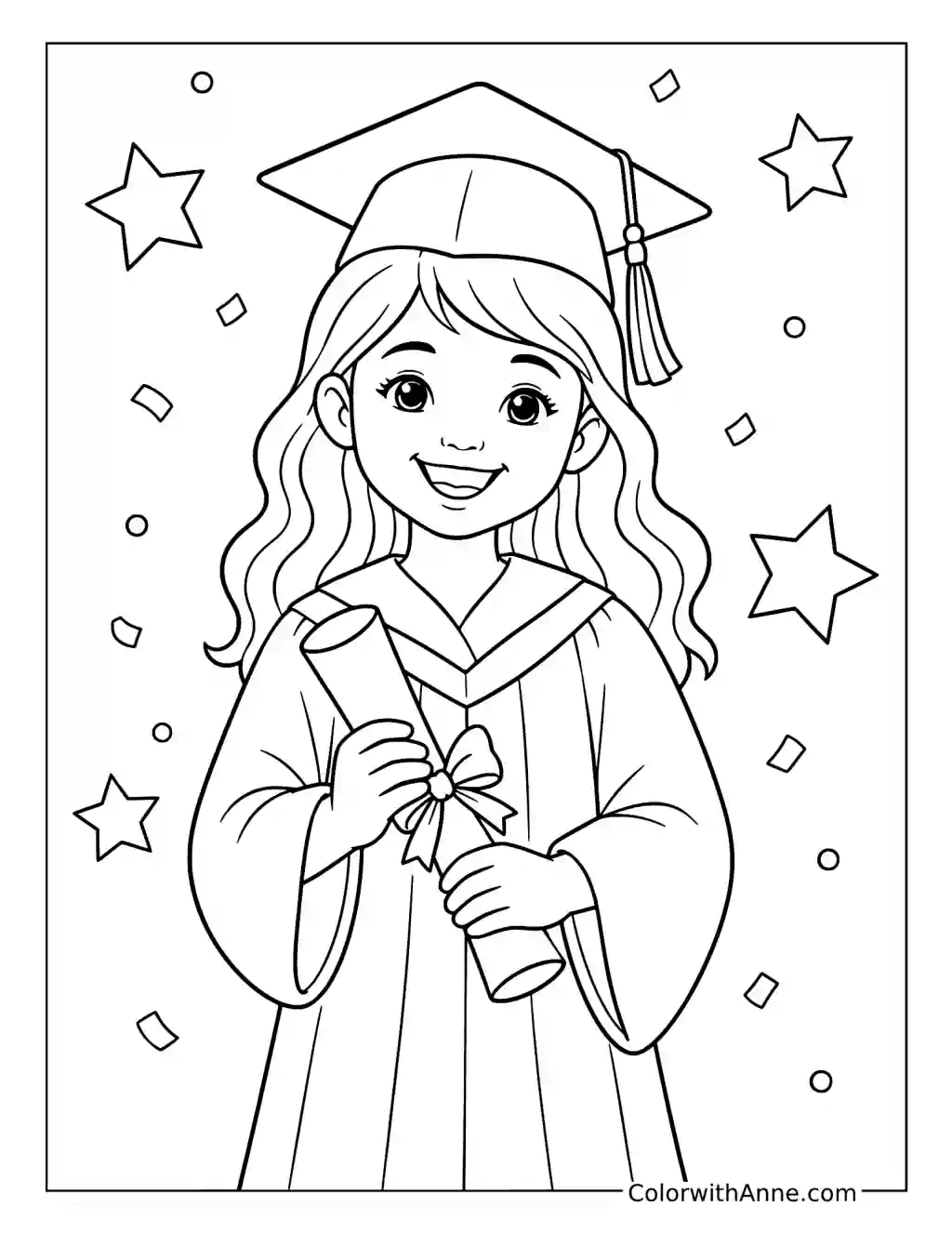 Cheerful Girl Graduate coloring page