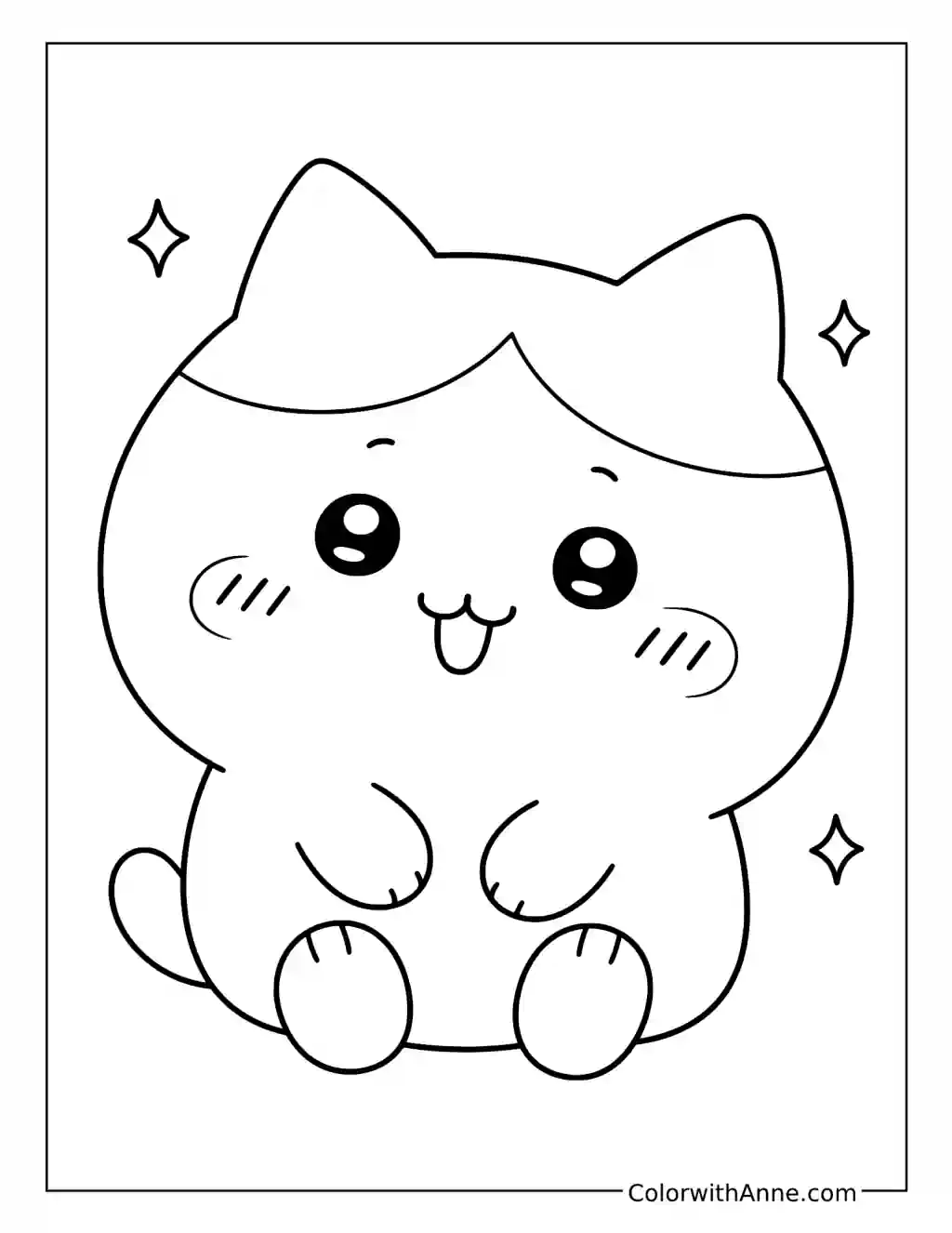 Cheerful Hachiware with Tiny Tongue coloring page