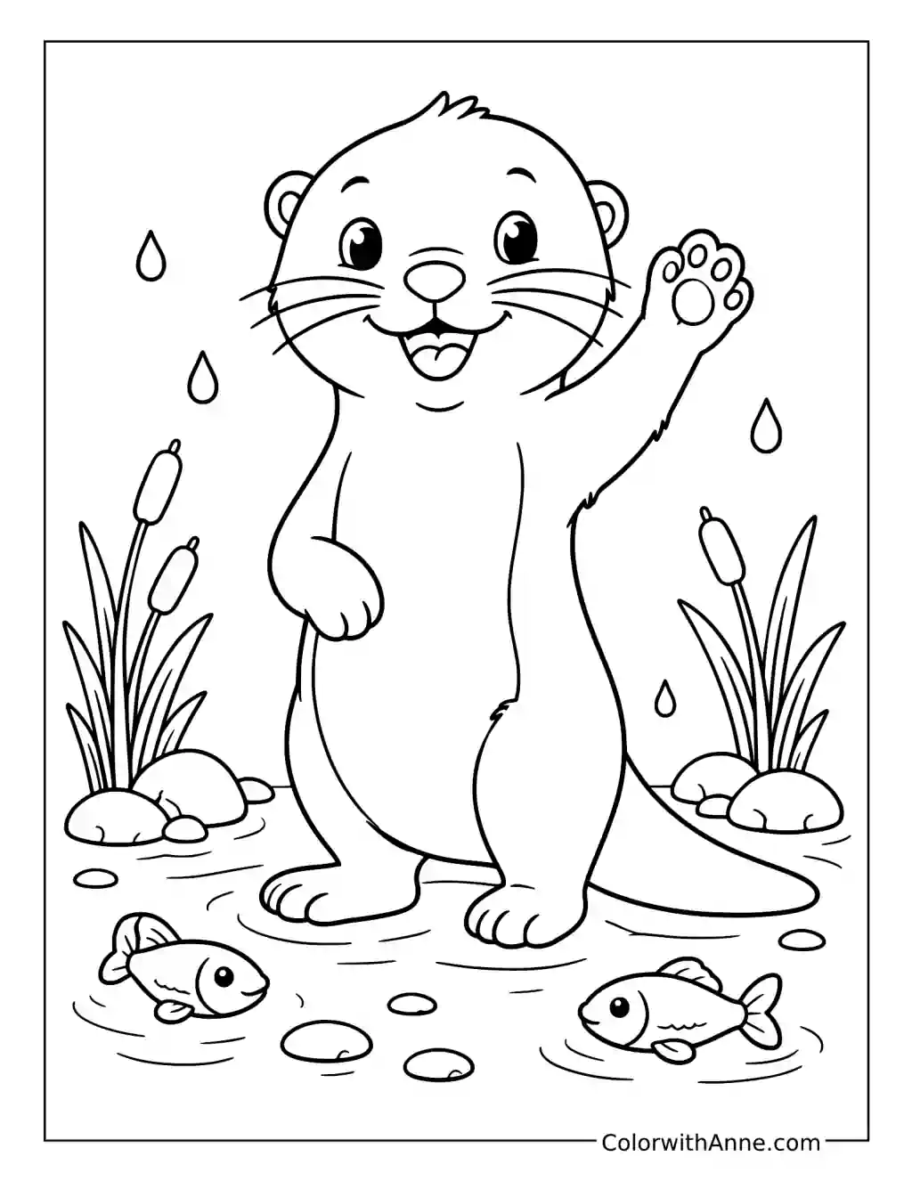 Cheerful Otter Waving coloring page