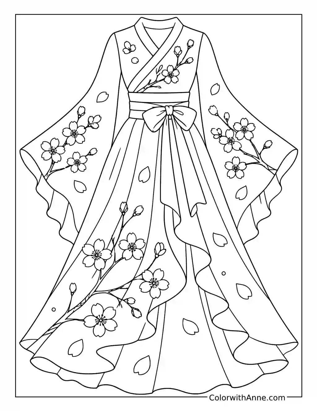 Cherry Blossom Dress coloring page