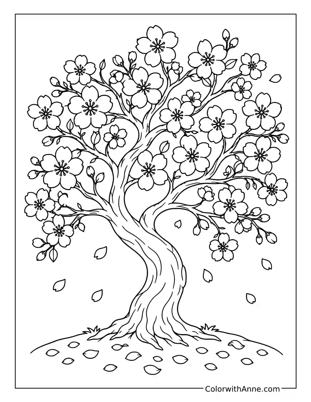Cherry Blossom Tree coloring page
