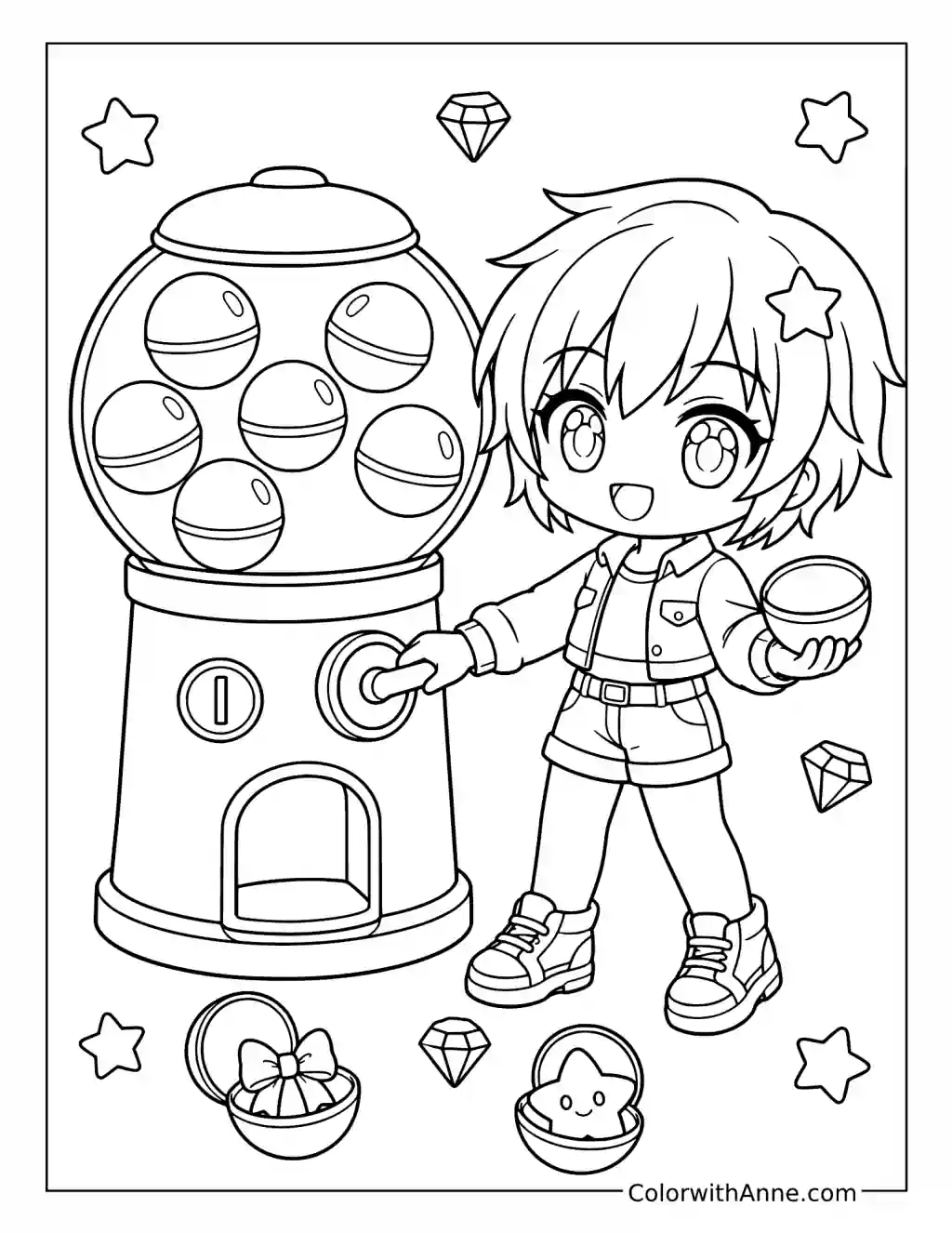 Chibi Gacha Capsule Surprise coloring page