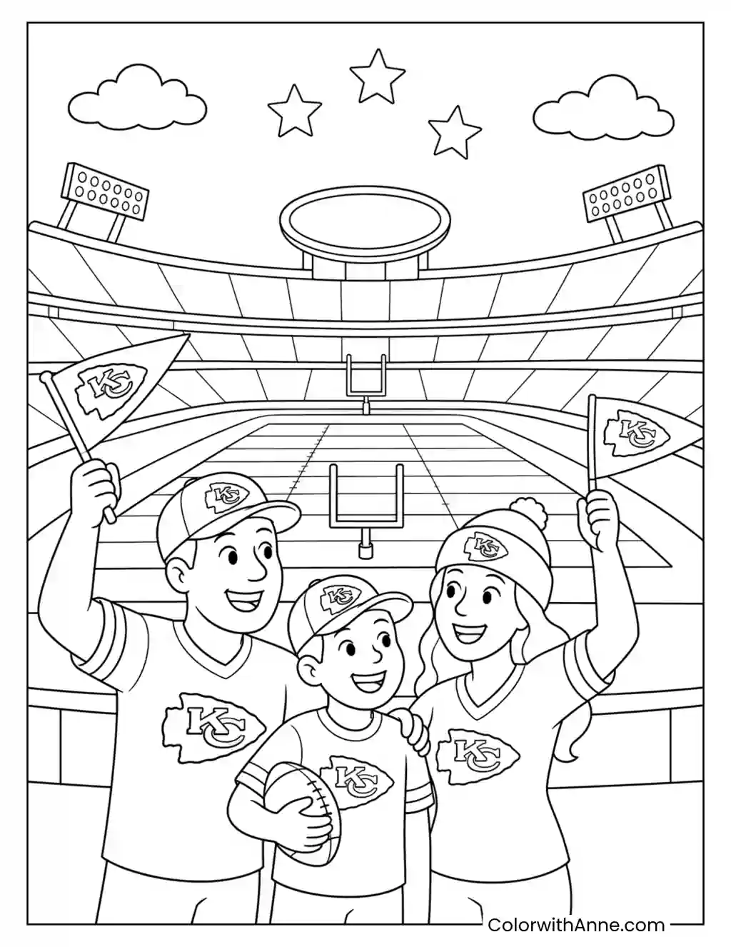 Chiefs Family at Arrowhead Stadium coloring page