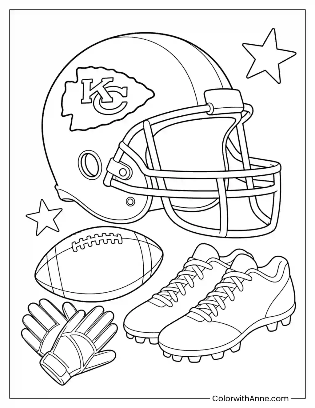Chiefs Football Helmet and Gear coloring page