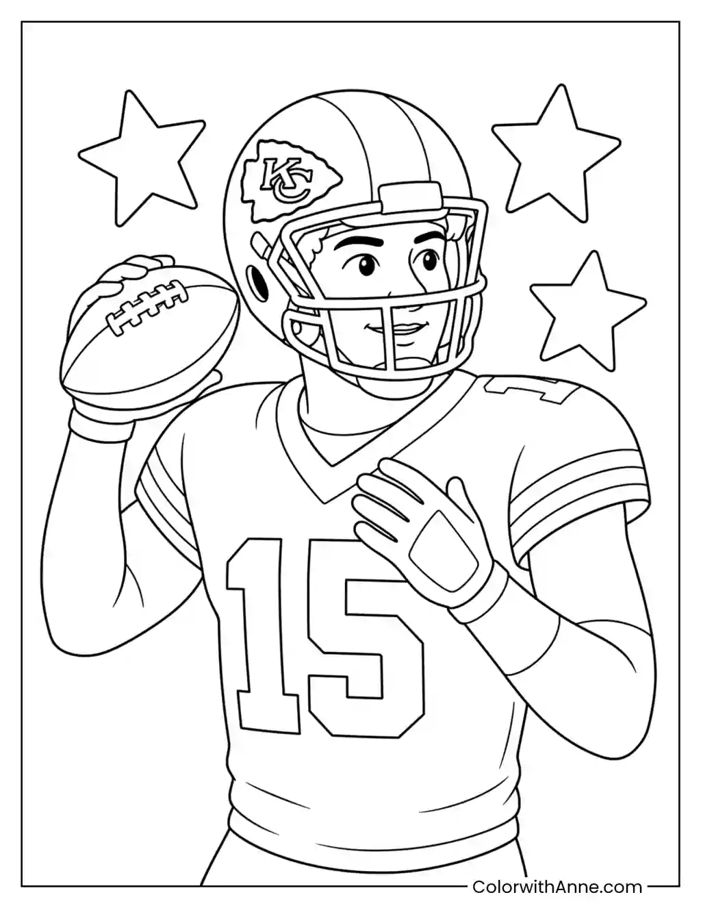 Chiefs Quarterback Ready to Pass coloring page