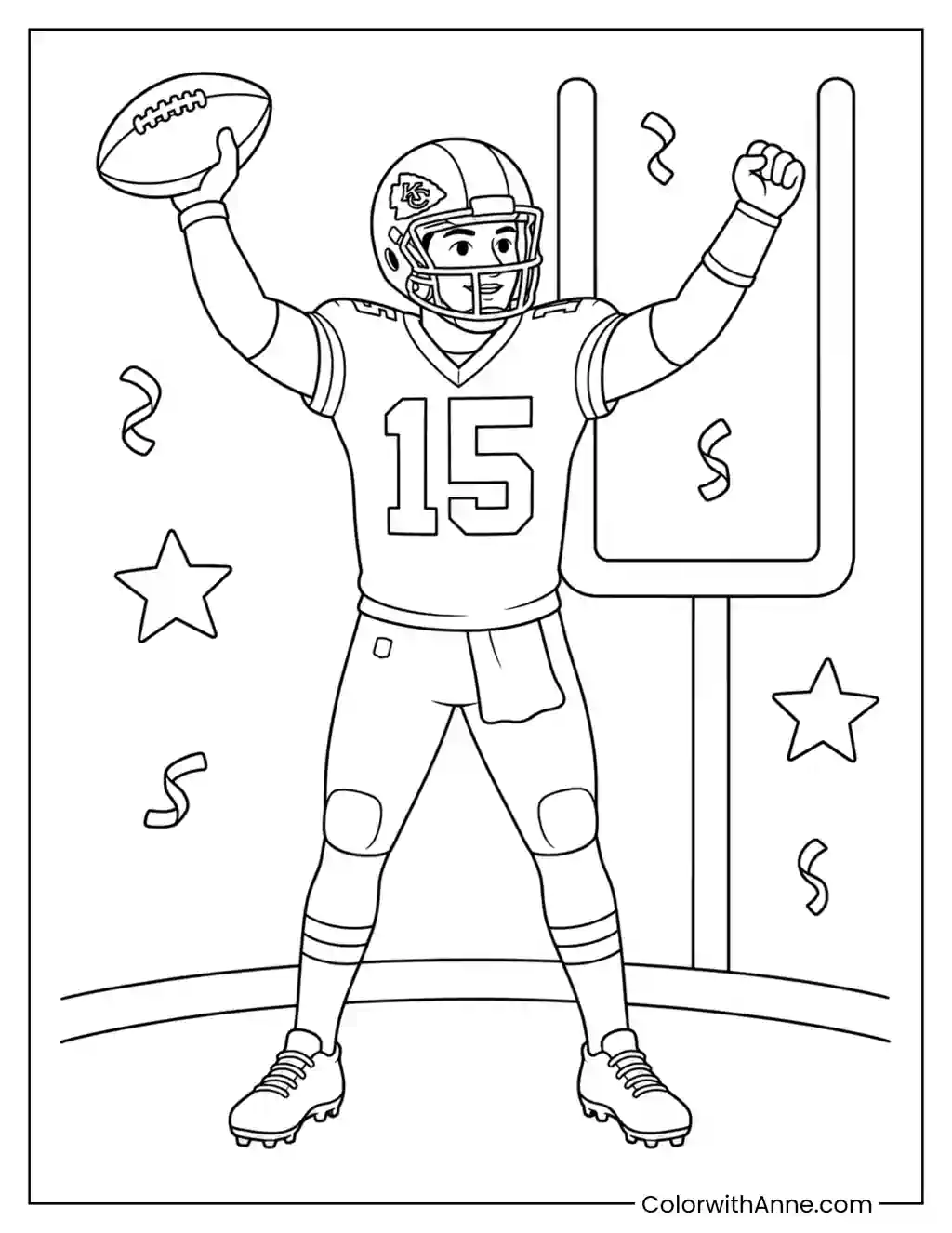 Chiefs Quarterback Touchdown Celebration coloring page