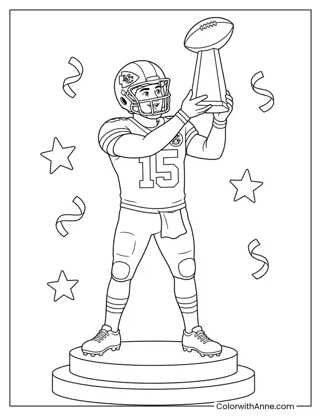 Chiefs Quarterback Trophy Celebration coloring page