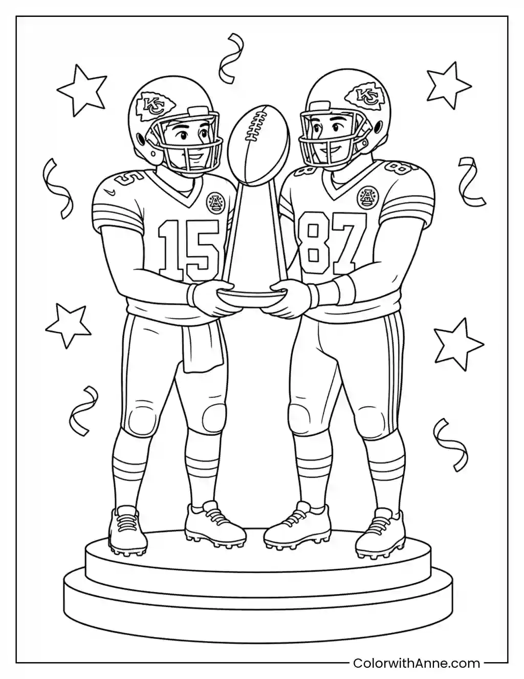 Chiefs Teammates Holding Trophy coloring page