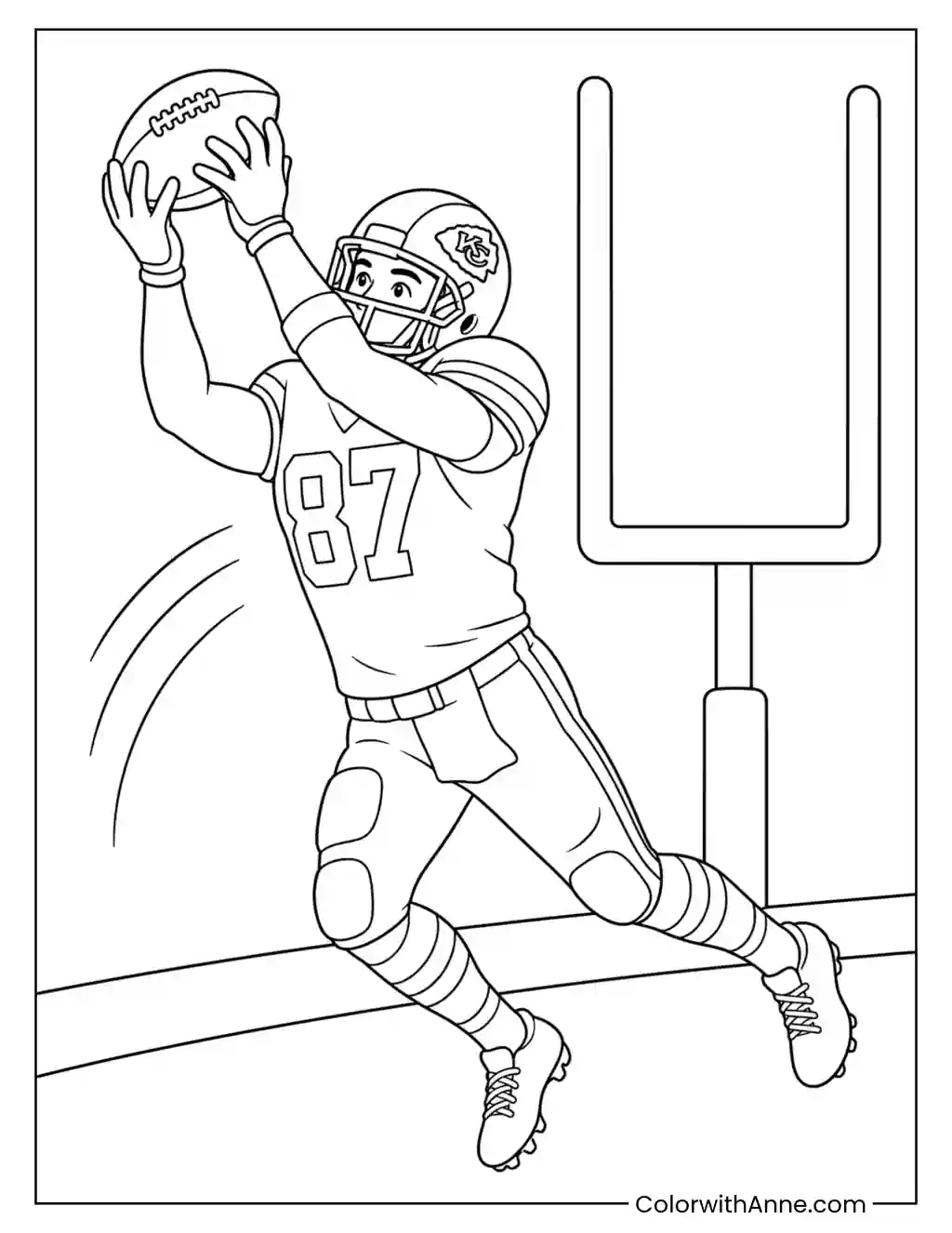 Chiefs Tight End Making a Catch coloring page